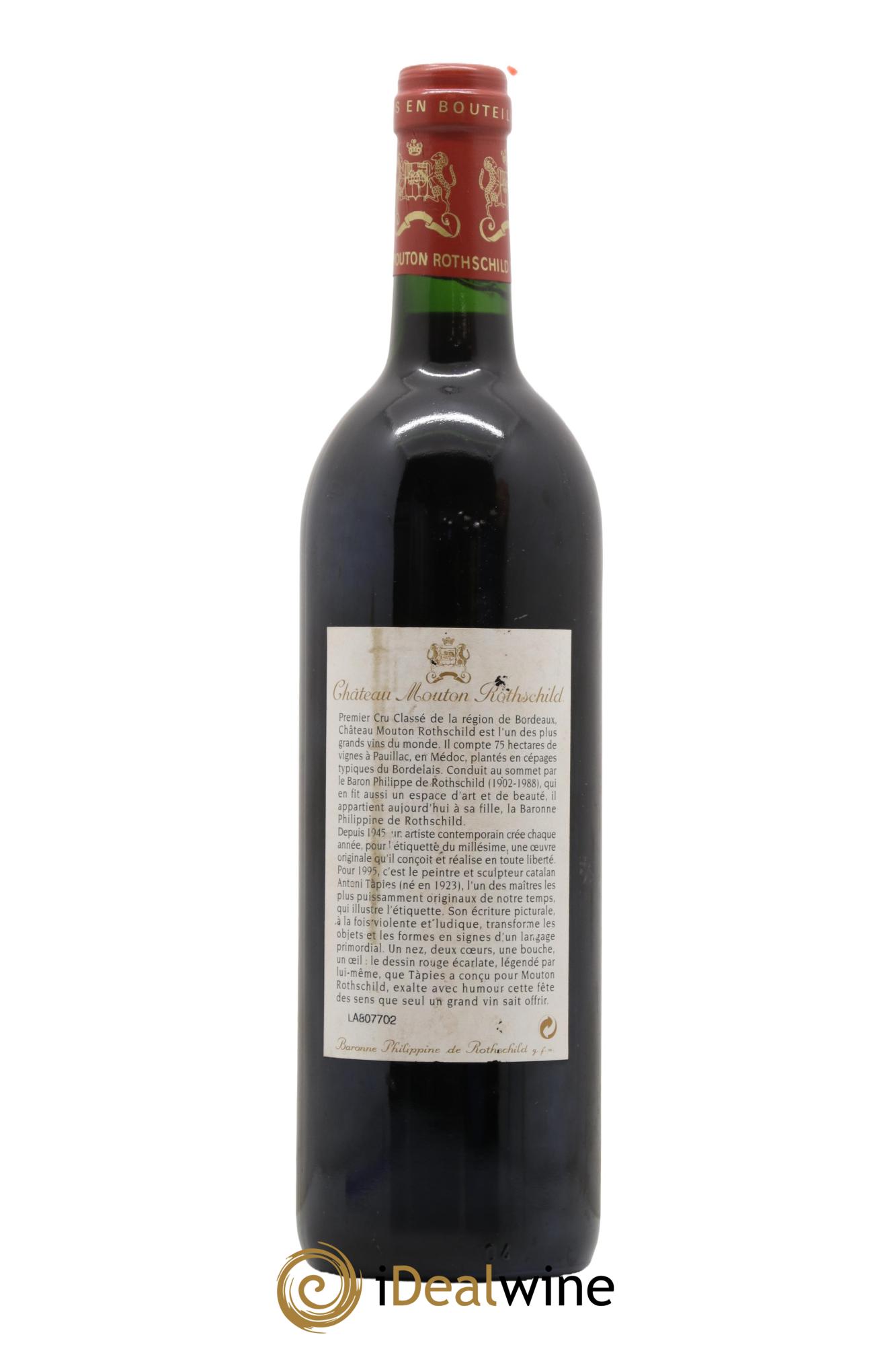 Château Mouton Rothschild 1er Grand Cru Classé 1995 - Lot de 1 bouteille - 1
