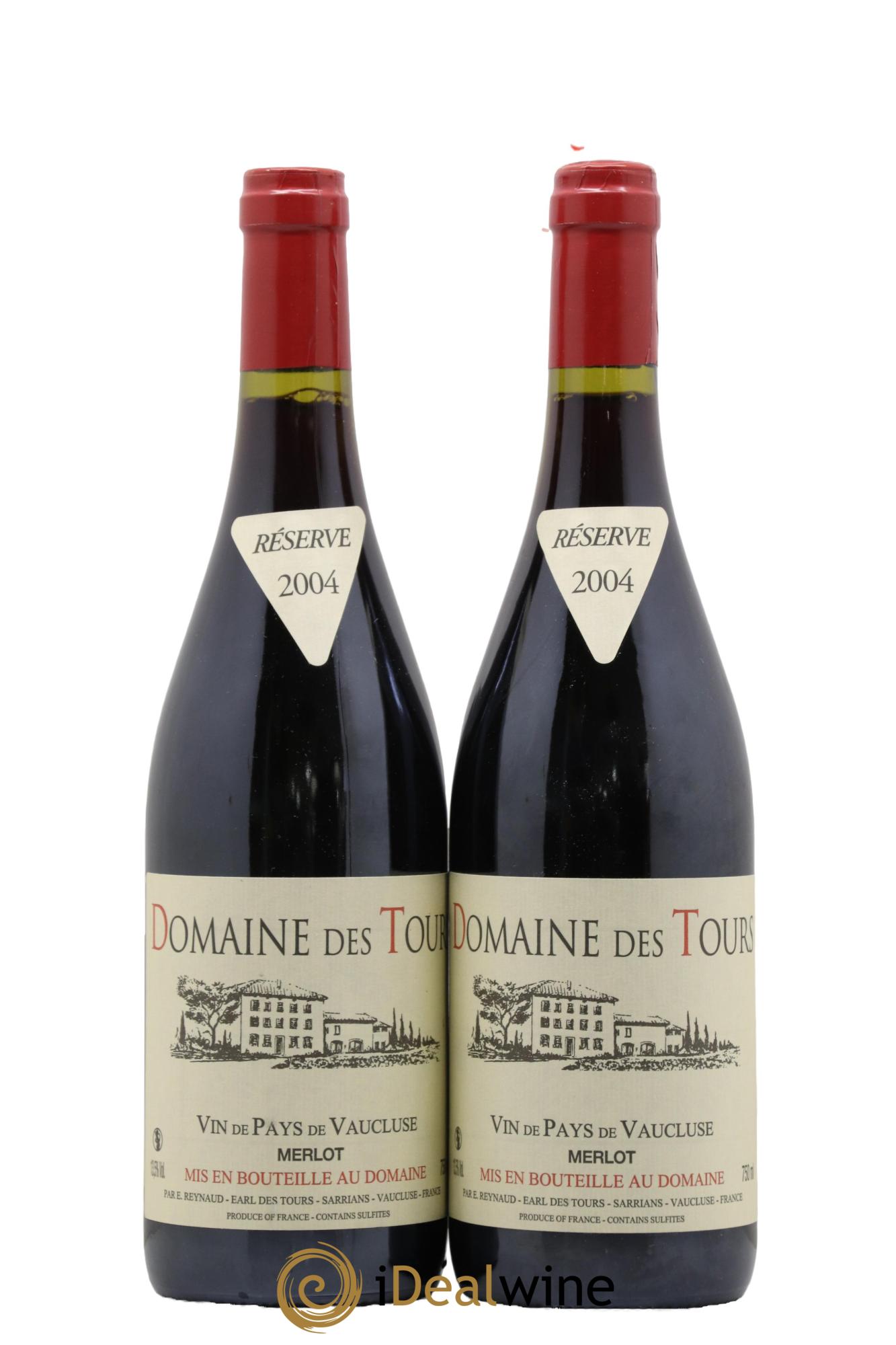 IGP Pays du Vaucluse (Vin de Pays du Vaucluse) Domaine des Tours Merlot Emmanuel Reynaud 2004 - Posten von 2 Flaschen - 0