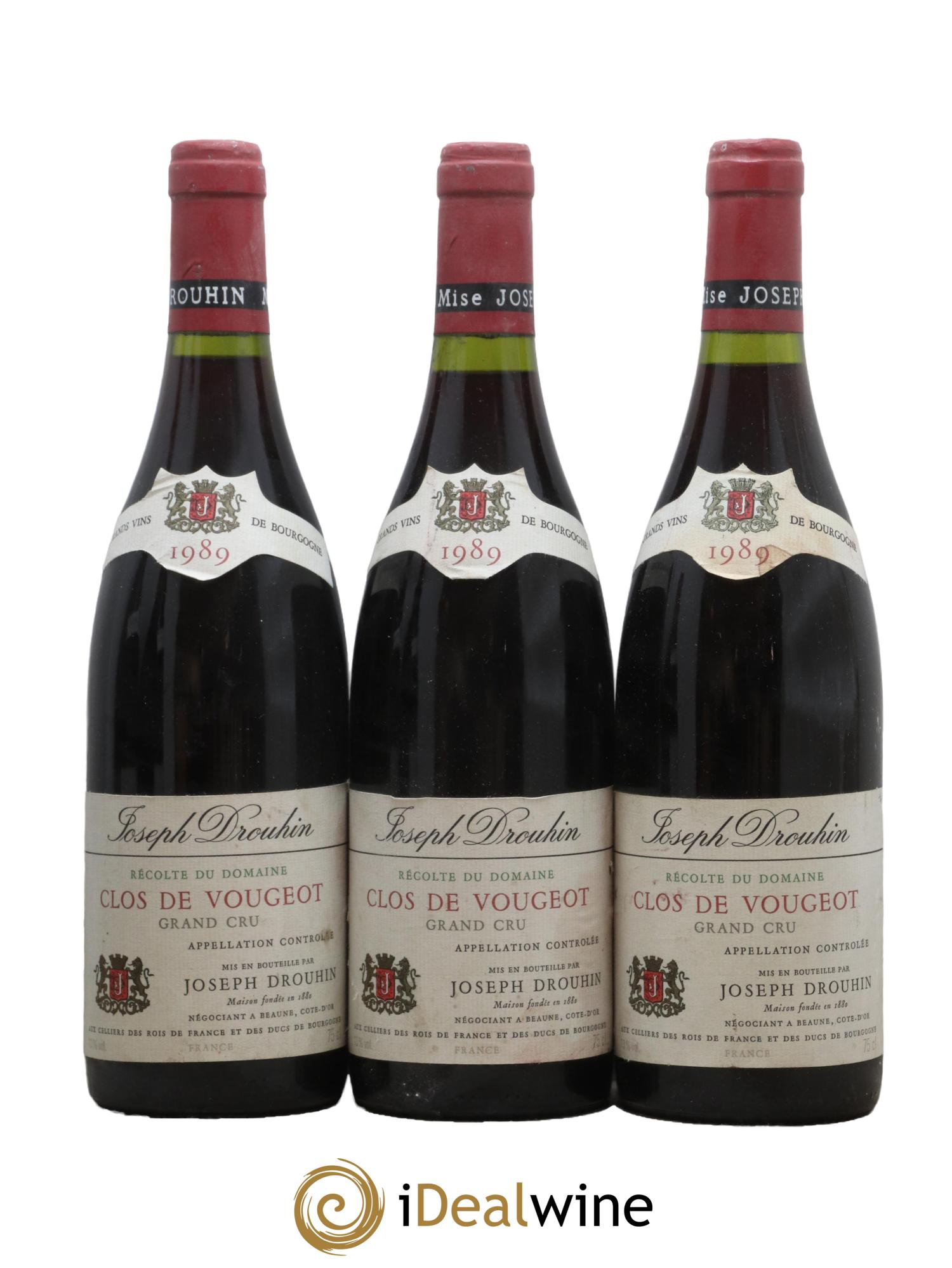 Clos de Vougeot Grand Cru Joseph Drouhin 1989 - Lotto di 3 bottiglie - 0