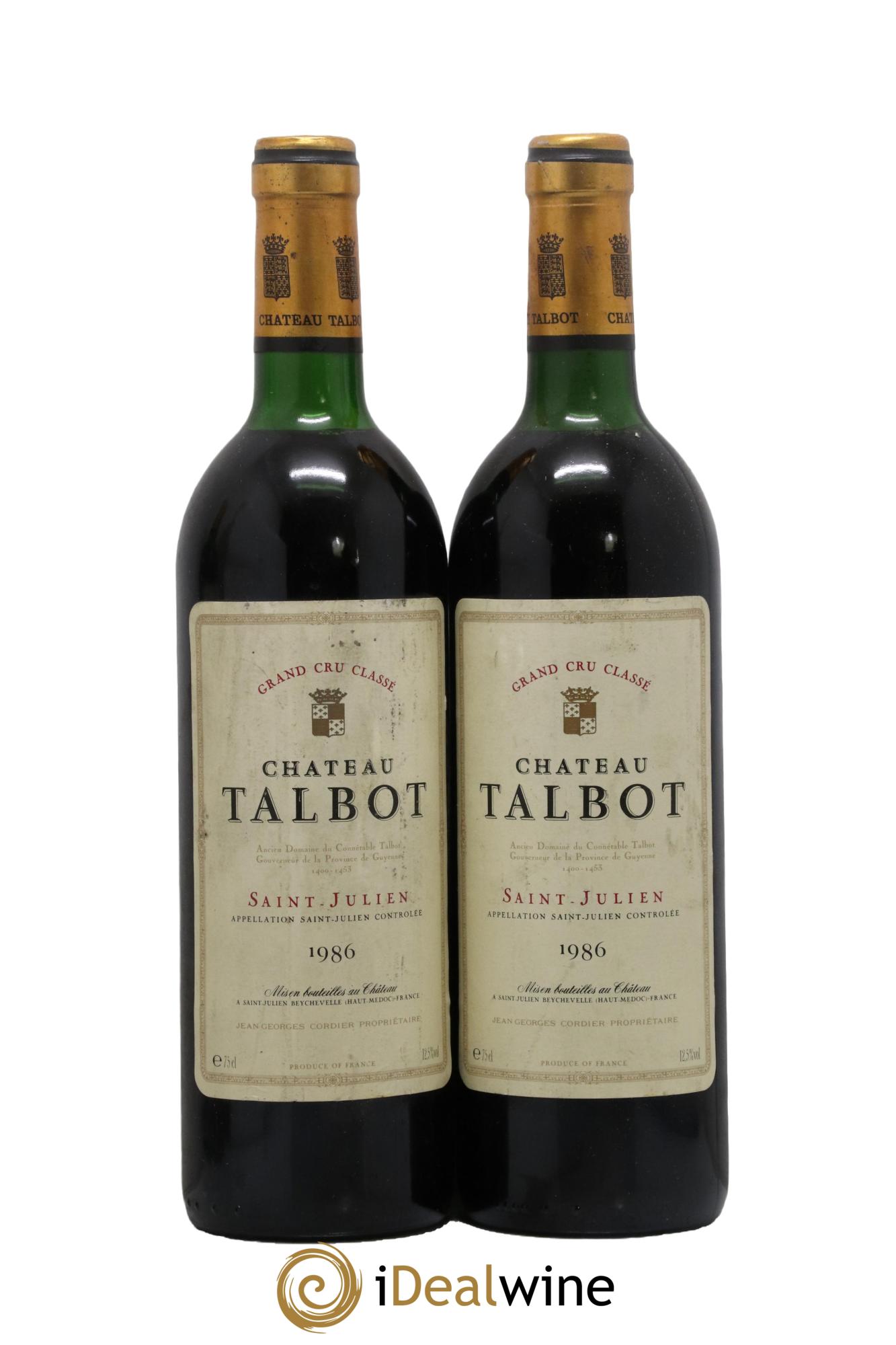 Château Talbot 4ème Grand Cru Classé 1986 - Posten von 2 Flaschen - 0