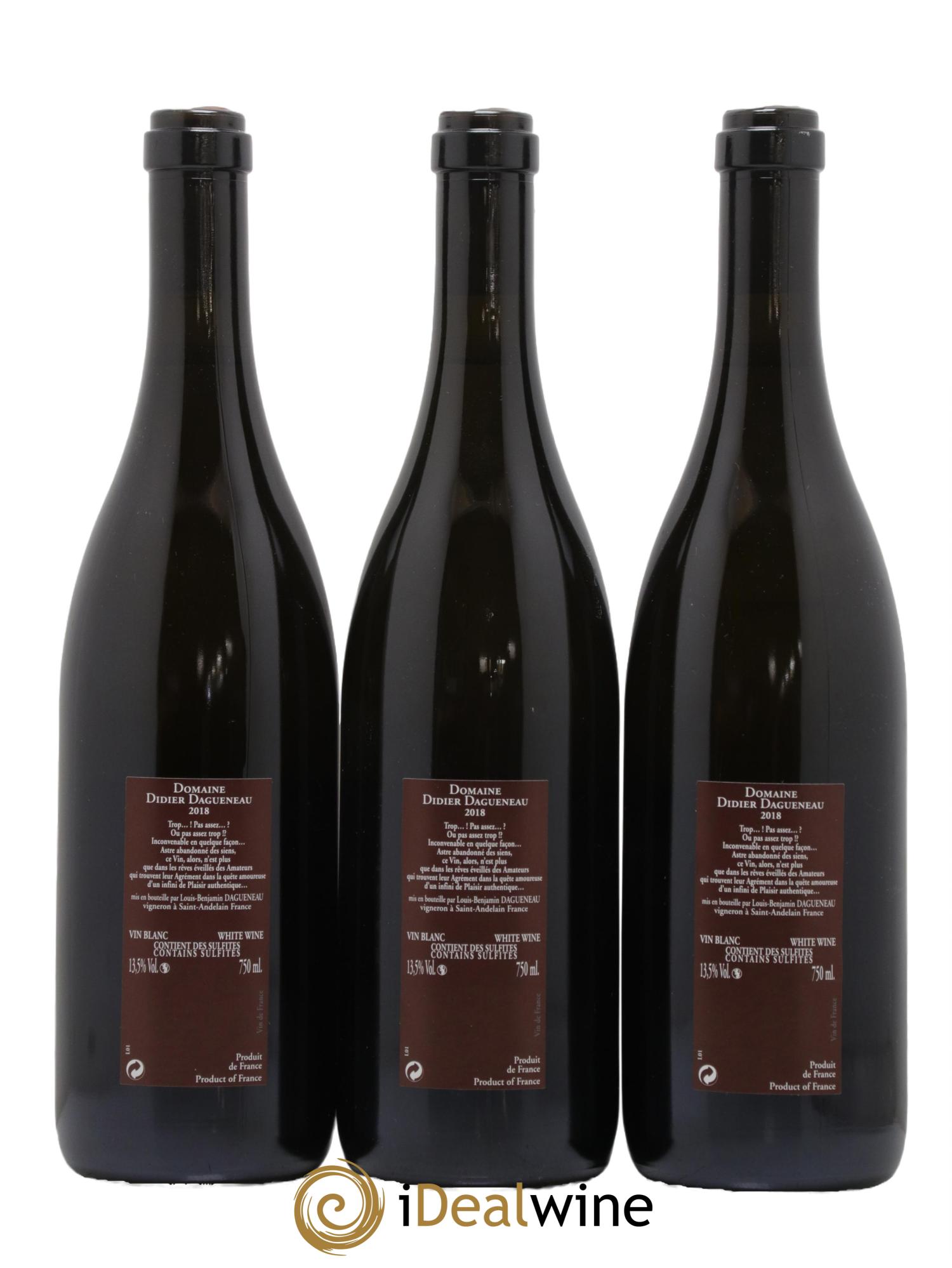Vin de France (anciennement Pouilly-Fumé) Pur Sang Dagueneau (Domaine Didier - Louis-Benjamin) 2018 - Lot de 3 bouteilles - 1