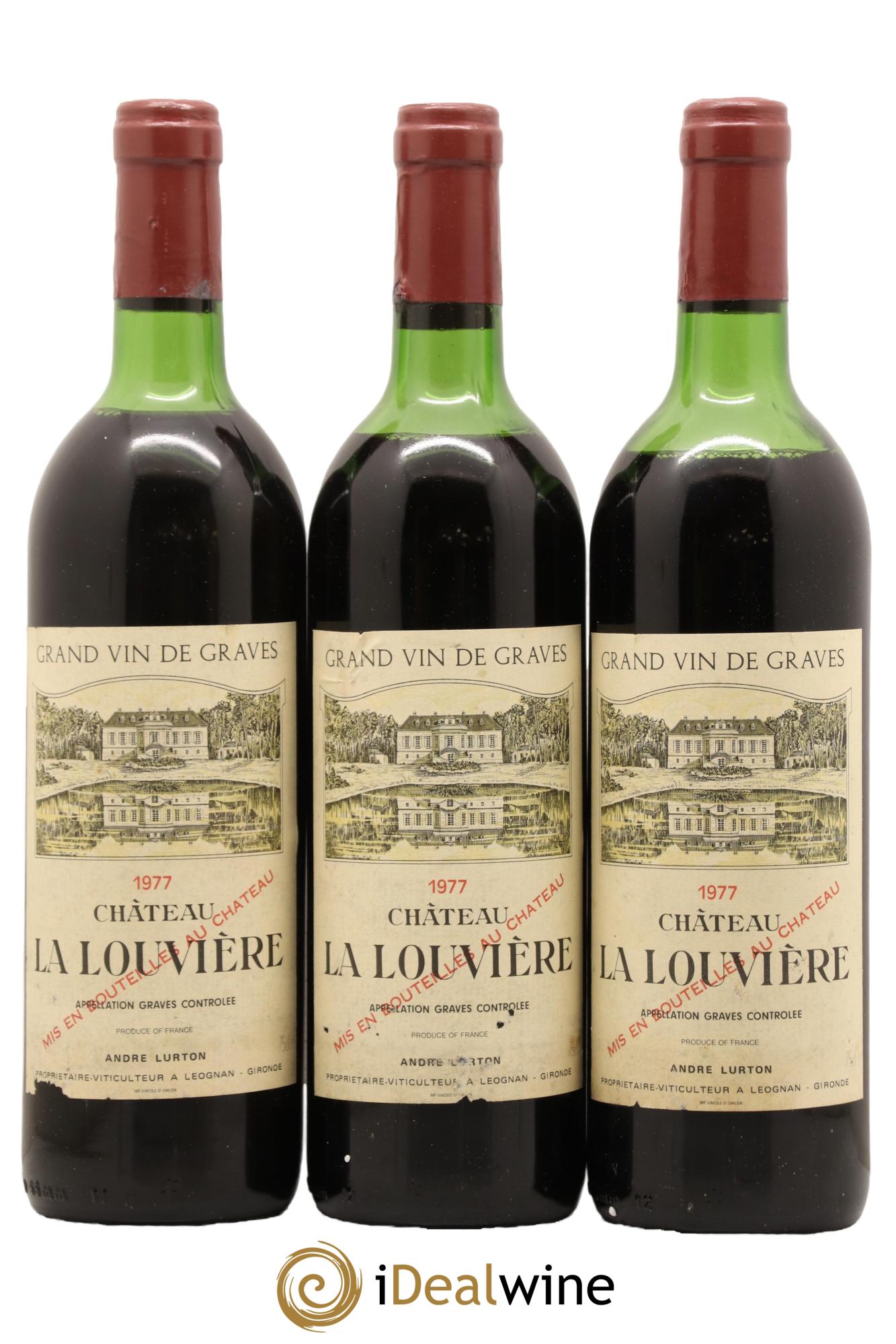 Château la Louvière 1977 - Lot de 3 bouteilles - 0