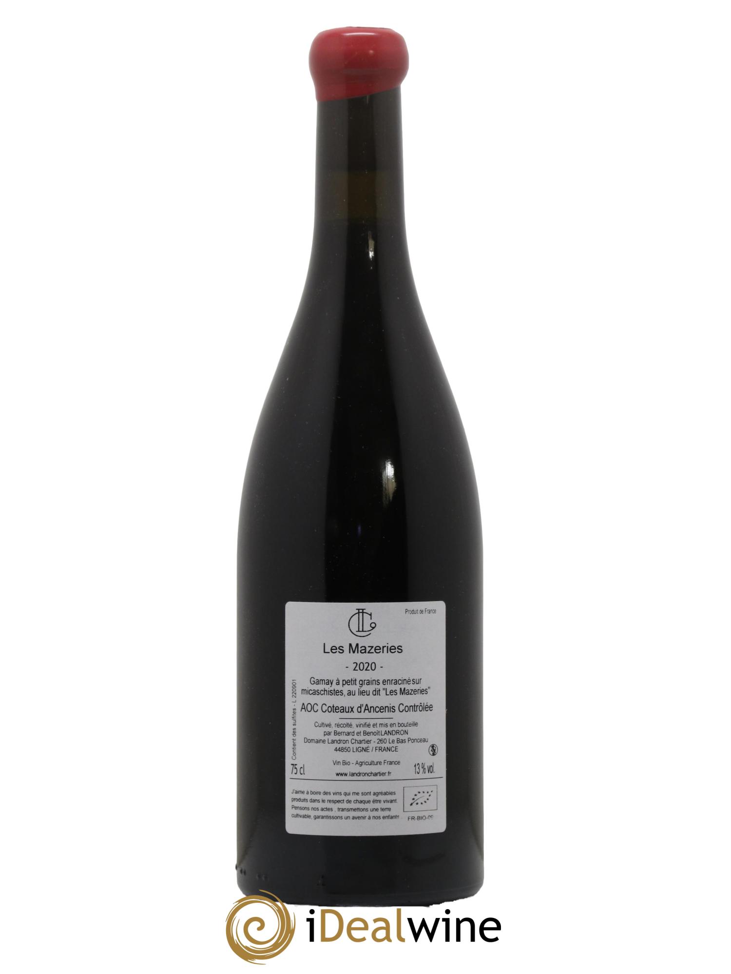 Côteaux d'Ancenis Les Mazières Landron Chartier 2020 - Lot de 1 bouteille - 1