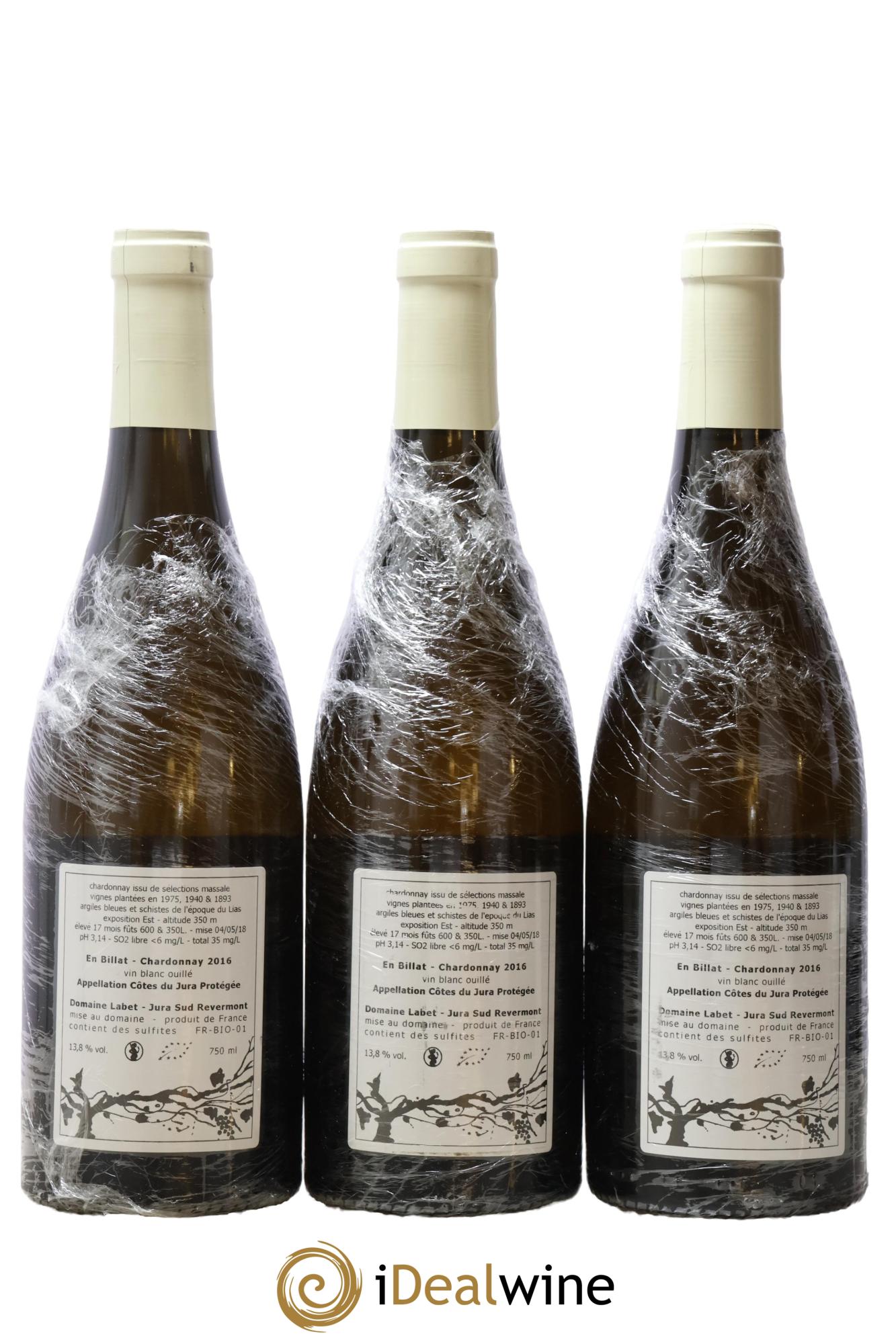 Côtes du Jura Chardonnay En Billat Labet (Domaine) 2016 - Lot of 3 bottles - 1