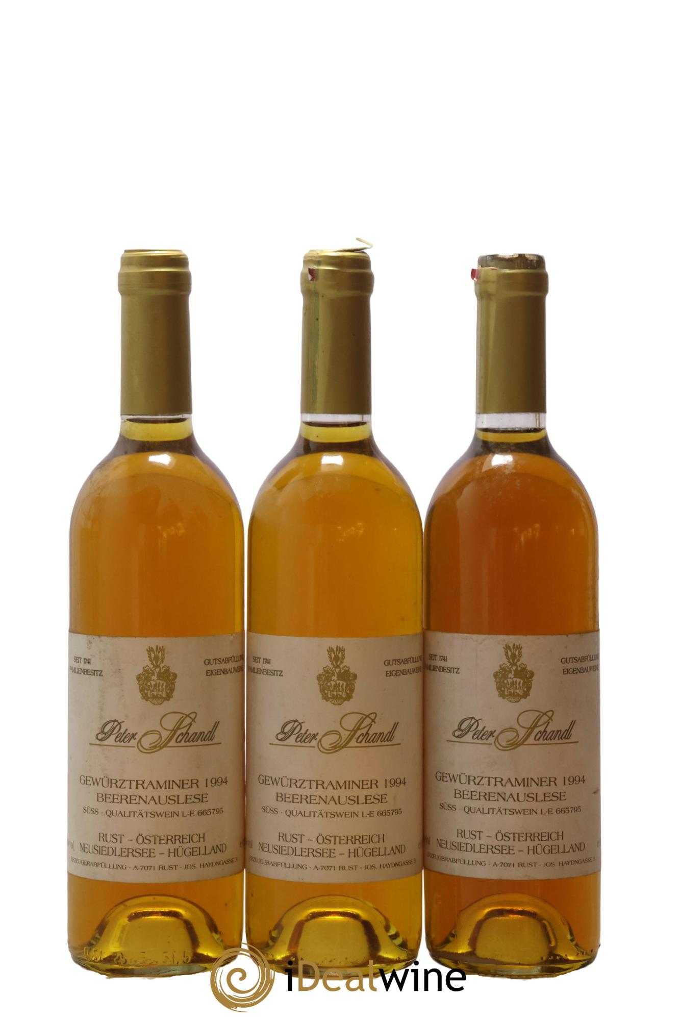 Autriche Gewurztraminer Ruster Beerenauslese Peter Schandl 1994 - Lotto di 3 formati 50cl - 0