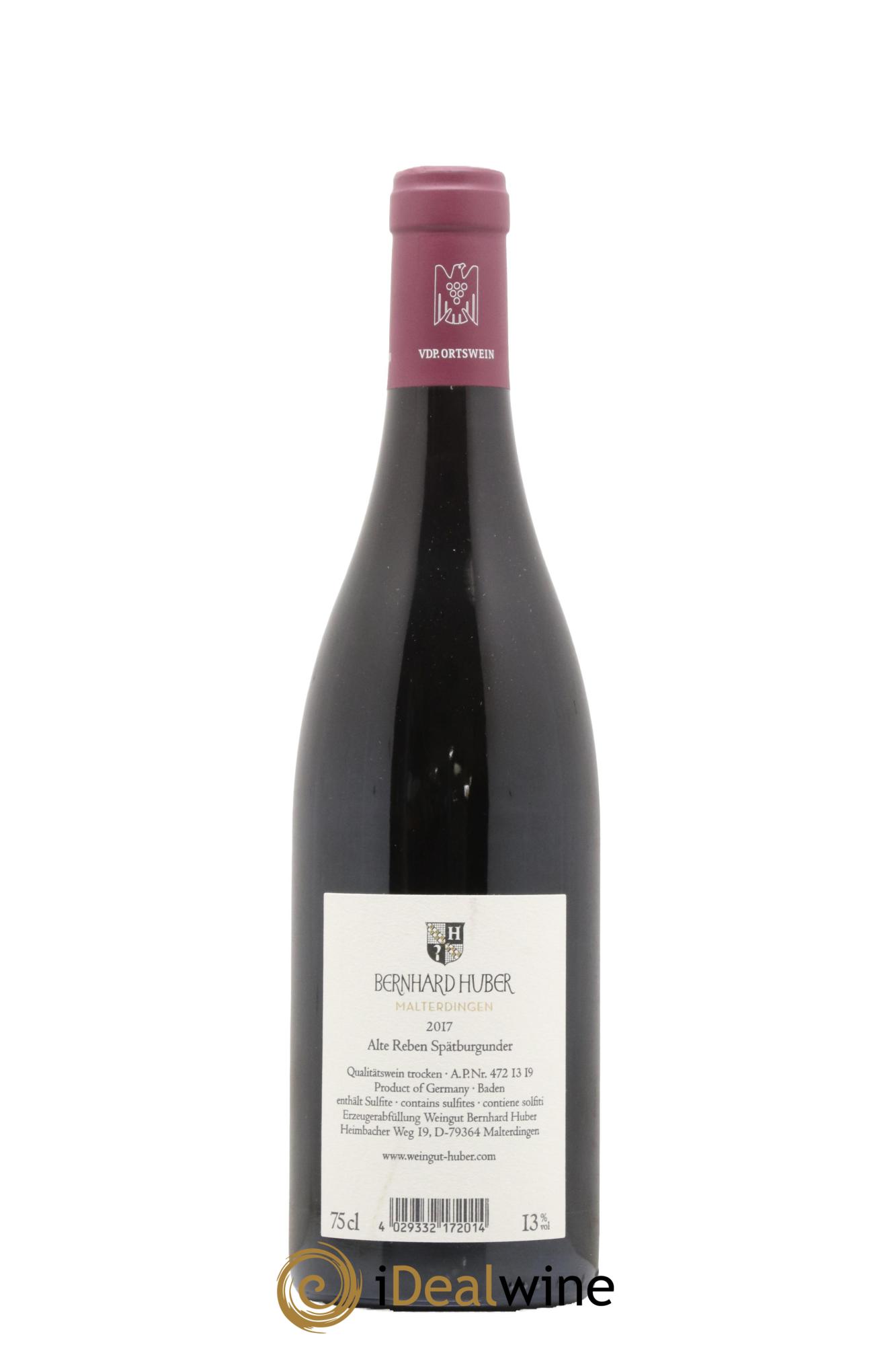Allemagne Spätburgunder Malterdinger Alte Reben Bernhard Huber 2017 - Lot de 1 bouteille - 1