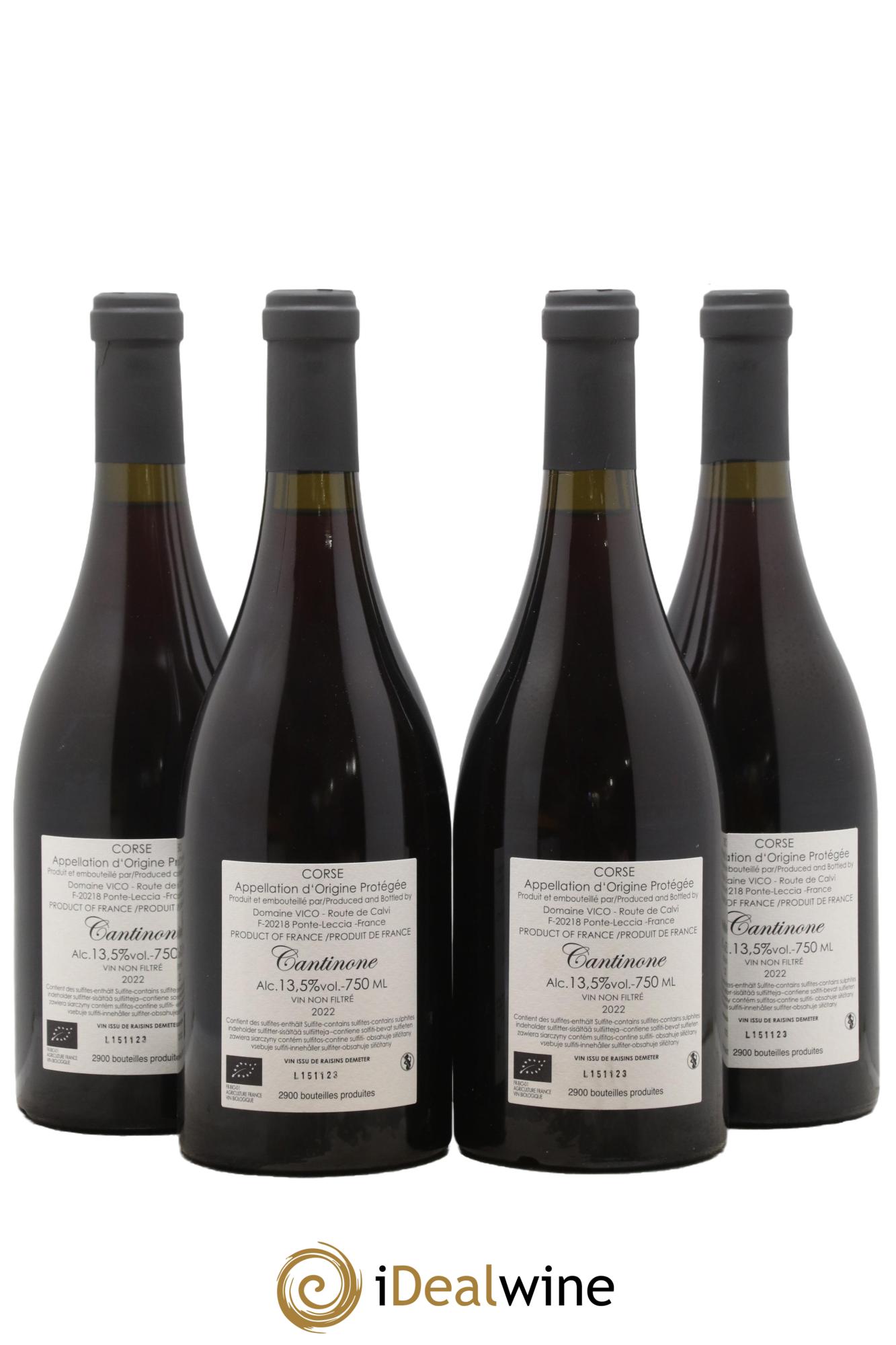 Vin de Corse Cantinone Domaine Vico 2022 - Lot de 4 bouteilles - 1