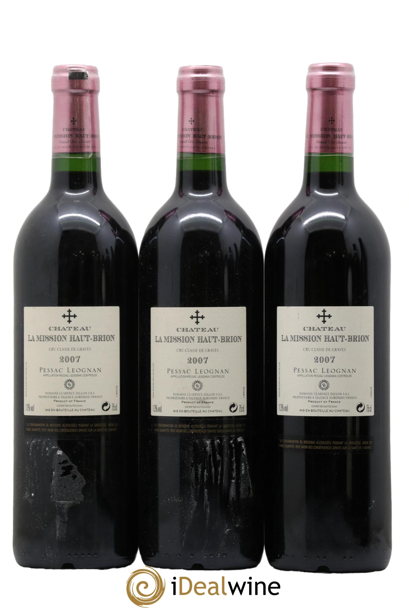 Château la Mission Haut-Brion Cru Classé de Graves 2007 - Lot of 3 bottles - 1