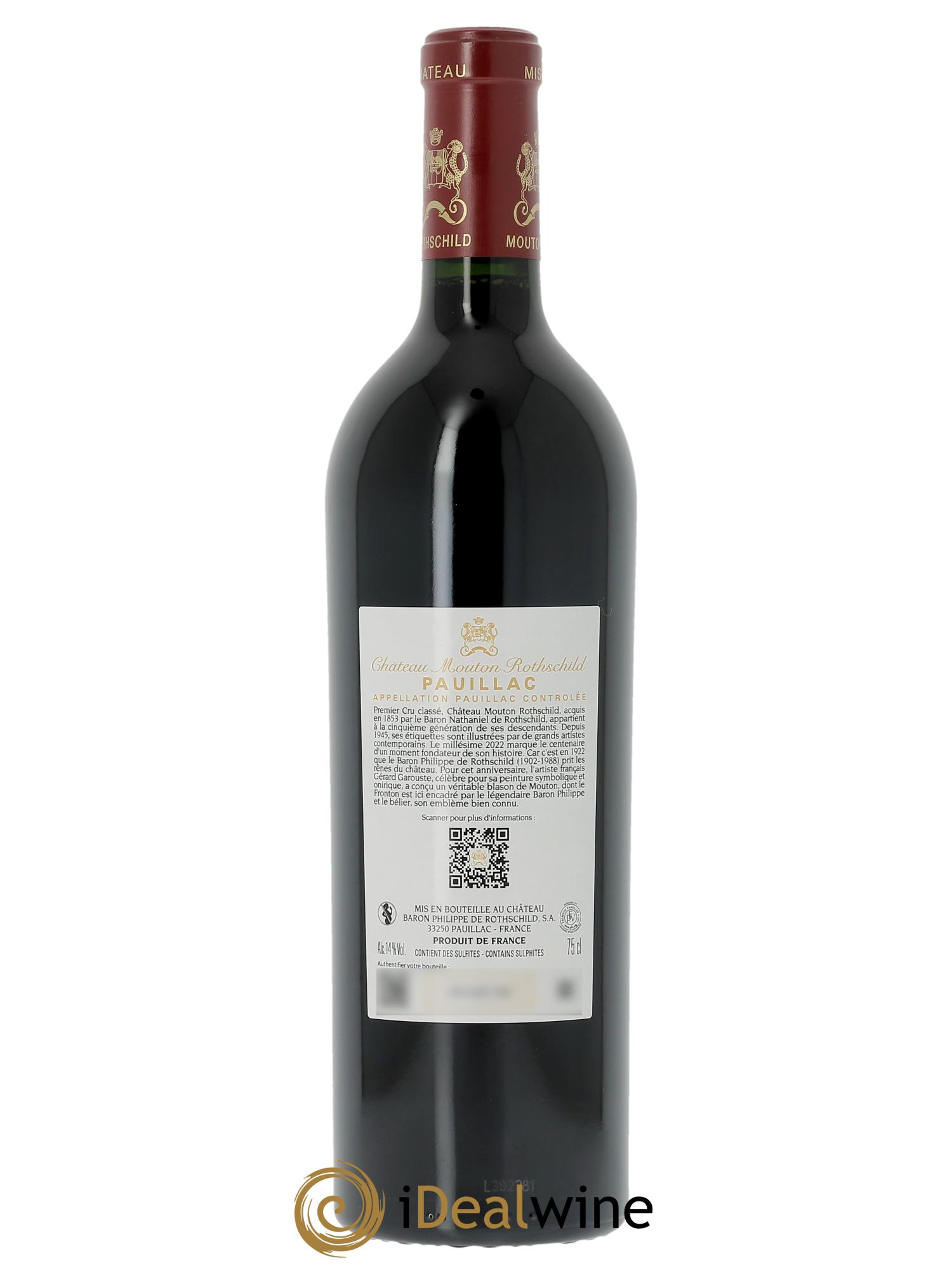 Château Mouton Rothschild 1er Grand Cru Classé (CBO à partir de 6 bts) 2022 - Lot de 1 bouteille - 1