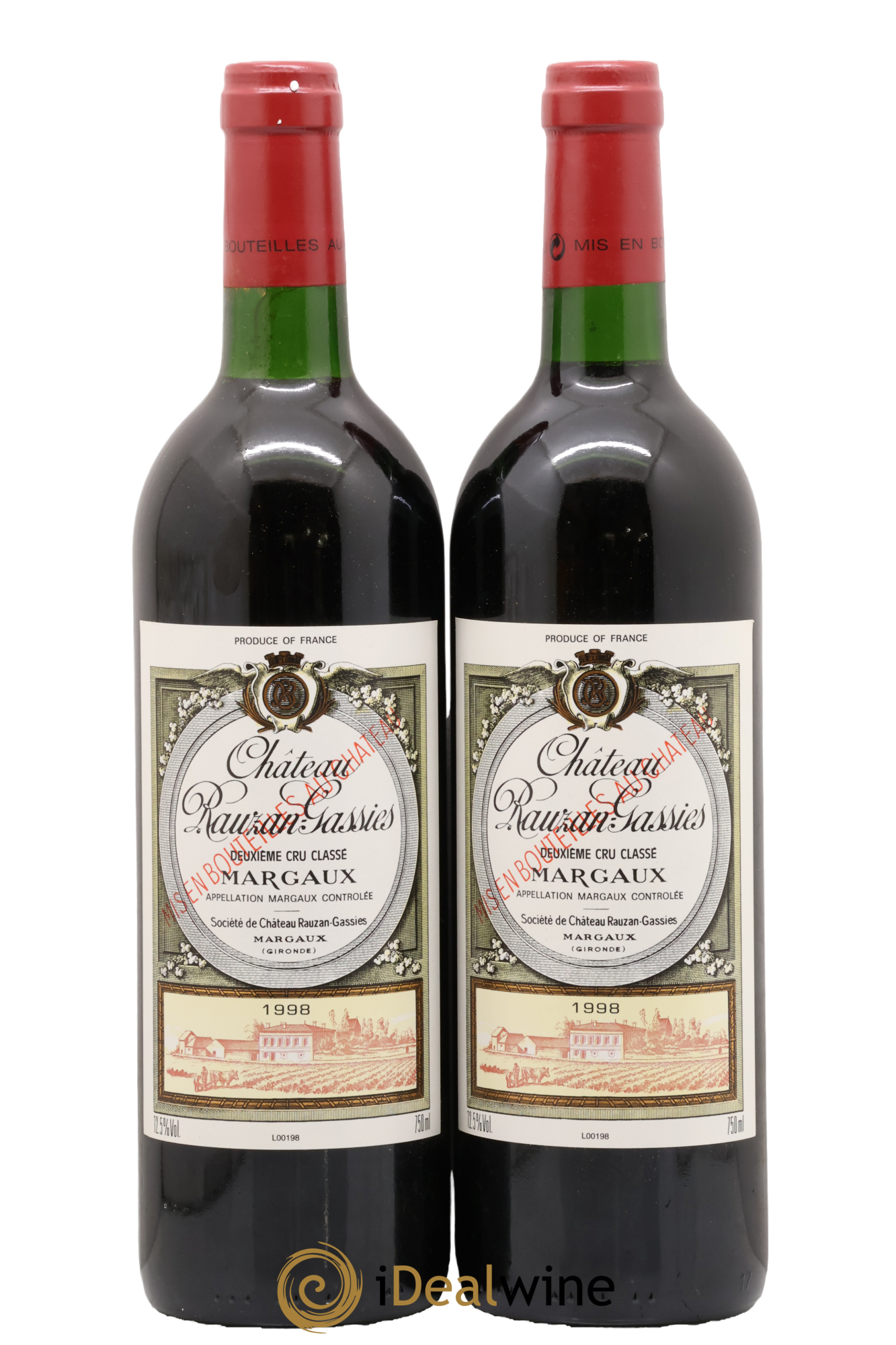 Château Rauzan-Gassies 2ème Grand Cru Classé 1998 - Lot of 2 bottles - 0