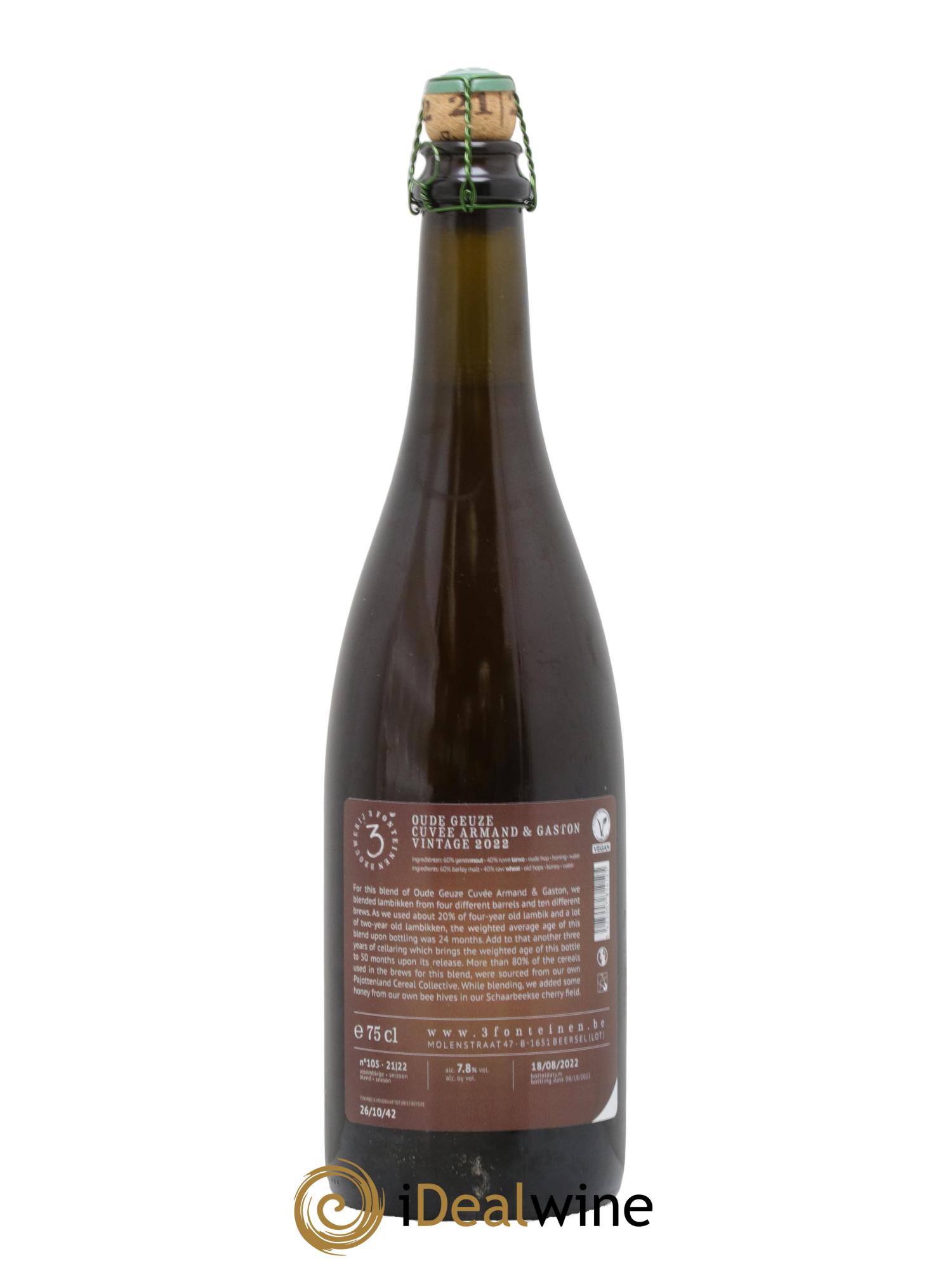 Bière 3 Fonteinen Oude Geuze Cuvée Armand et Gaston Vintage 2022 (season 21|22) Blend n° 105 - Lot de 1 bouteille - 1