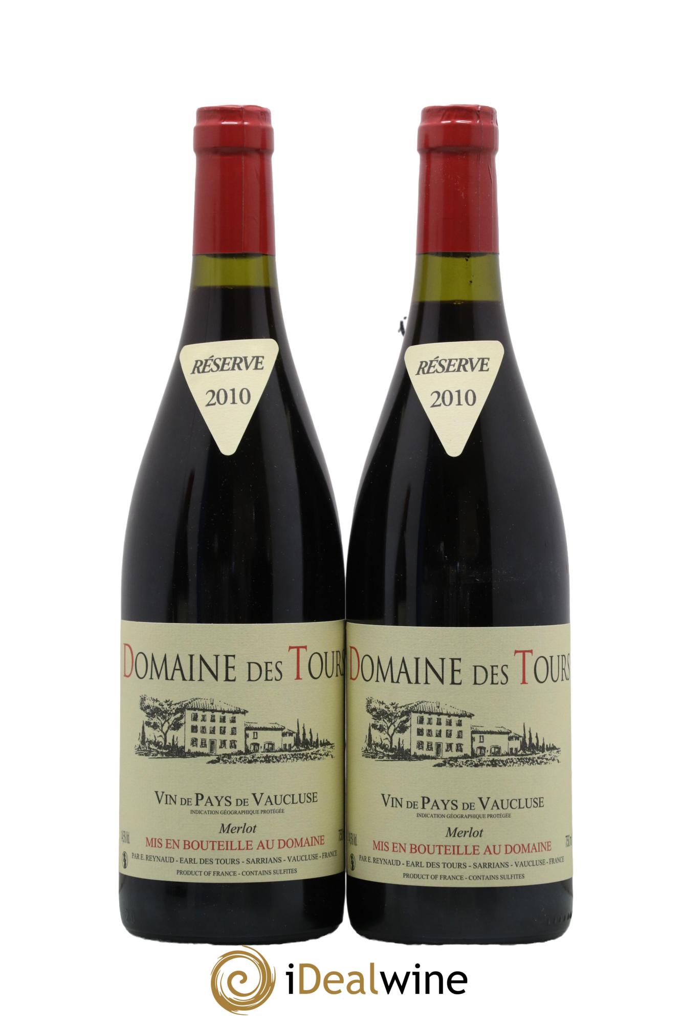 Vaucluse Domaine des Tours Merlot Emmanuel Reynaud 2010 - Lot de 2 bouteilles - 0