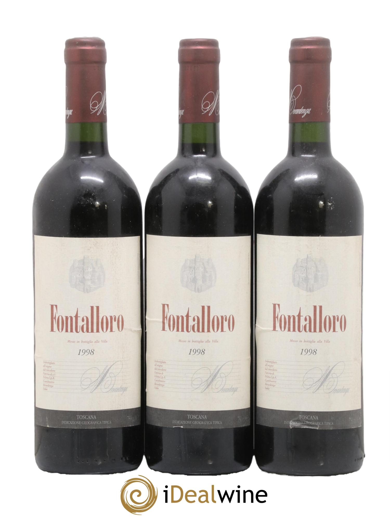 Toscana IGT Fontalloro Felsina 1998 - Lot de 3 bouteilles - 0