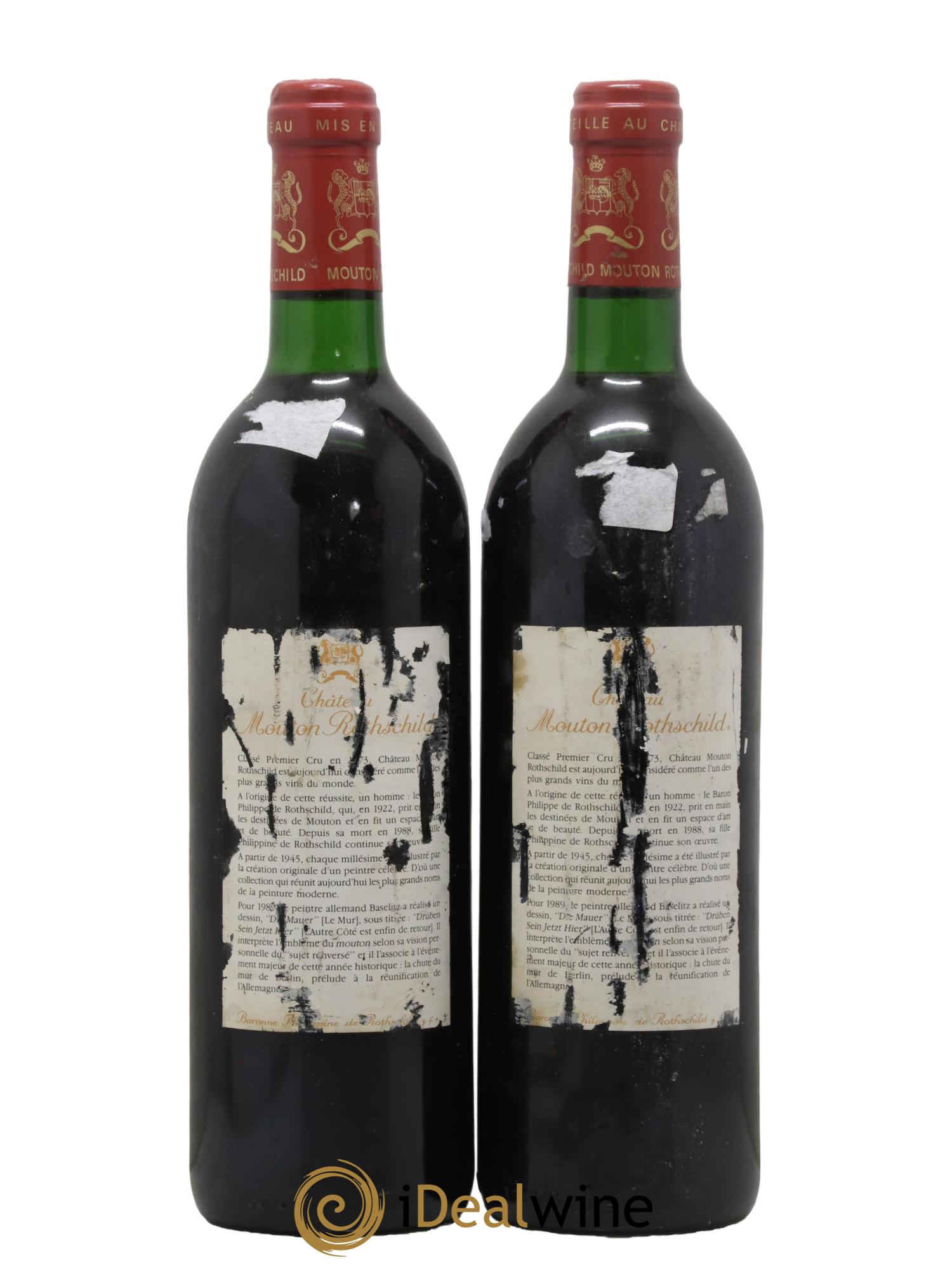 Château Mouton Rothschild 1er Grand Cru Classé 1989 - Lot de 2 bouteilles - 1