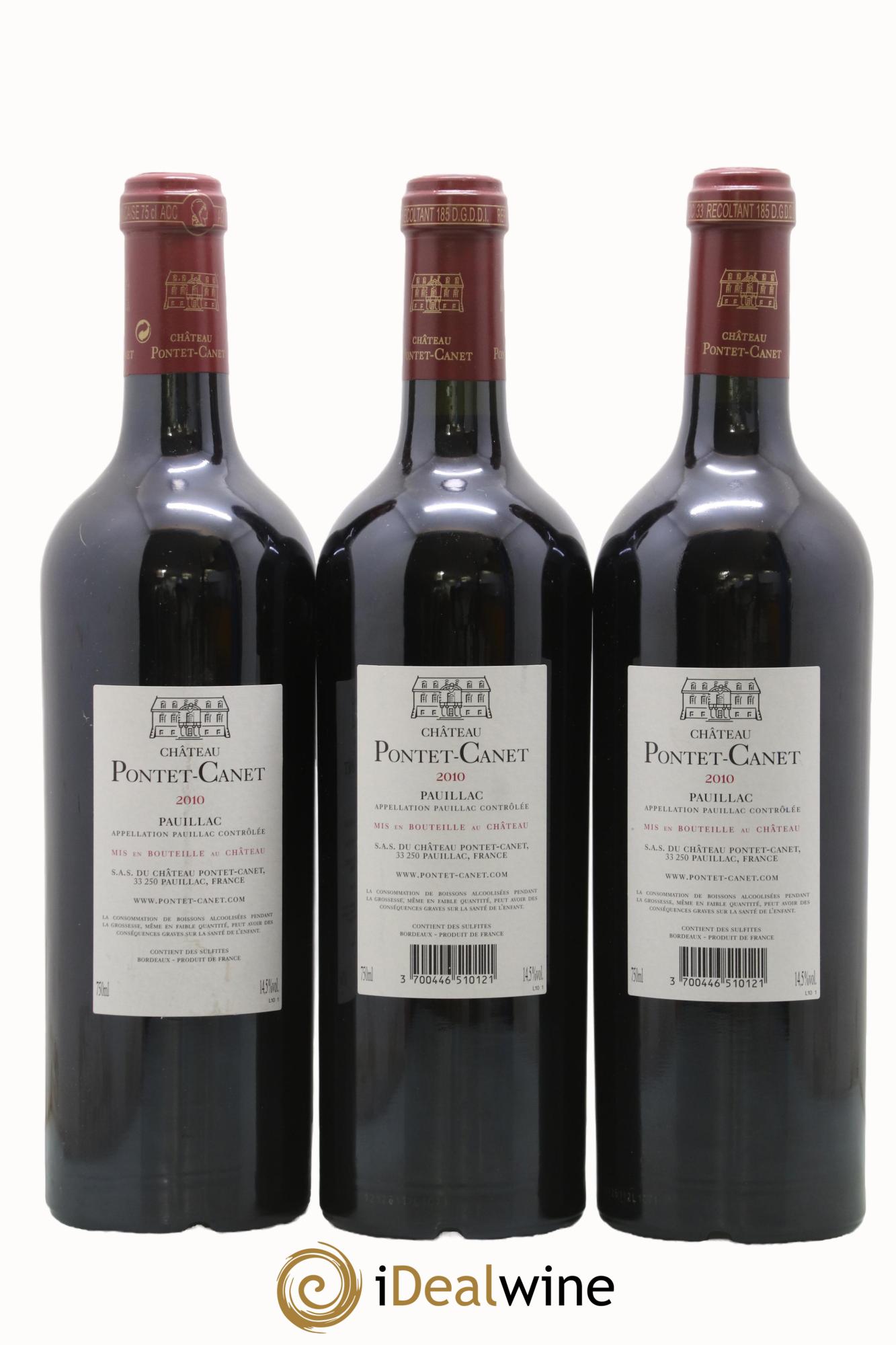 Château Pontet Canet 5ème Grand Cru Classé 2010 - Lotto di 3 bottiglie - 1