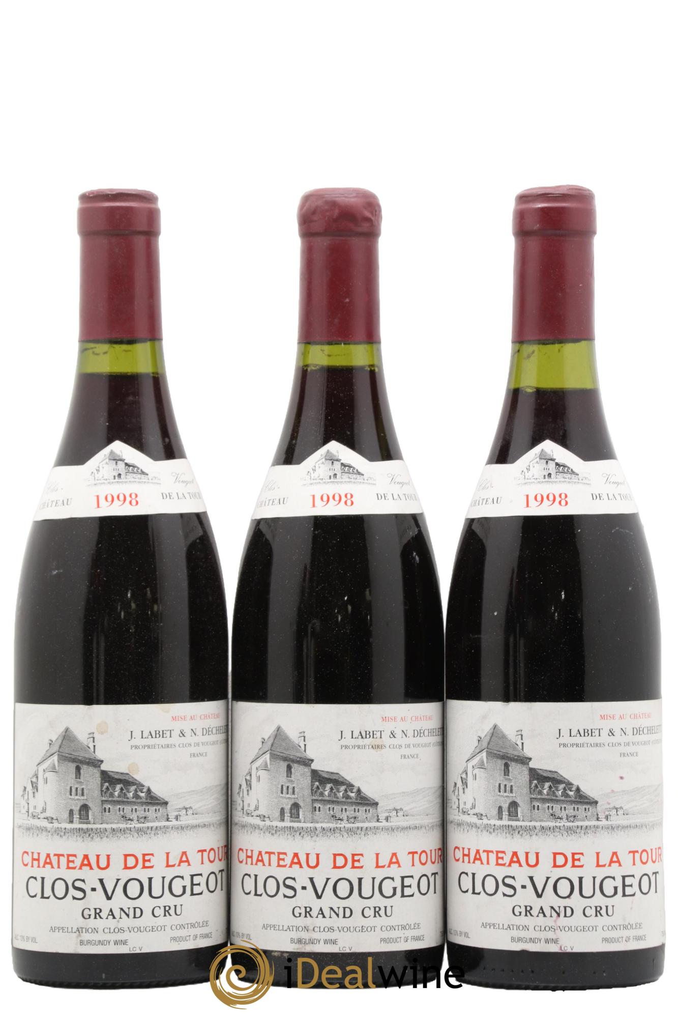Clos de Vougeot Grand Cru Château de La Tour 1998 - Posten von 3 Flaschen - 0