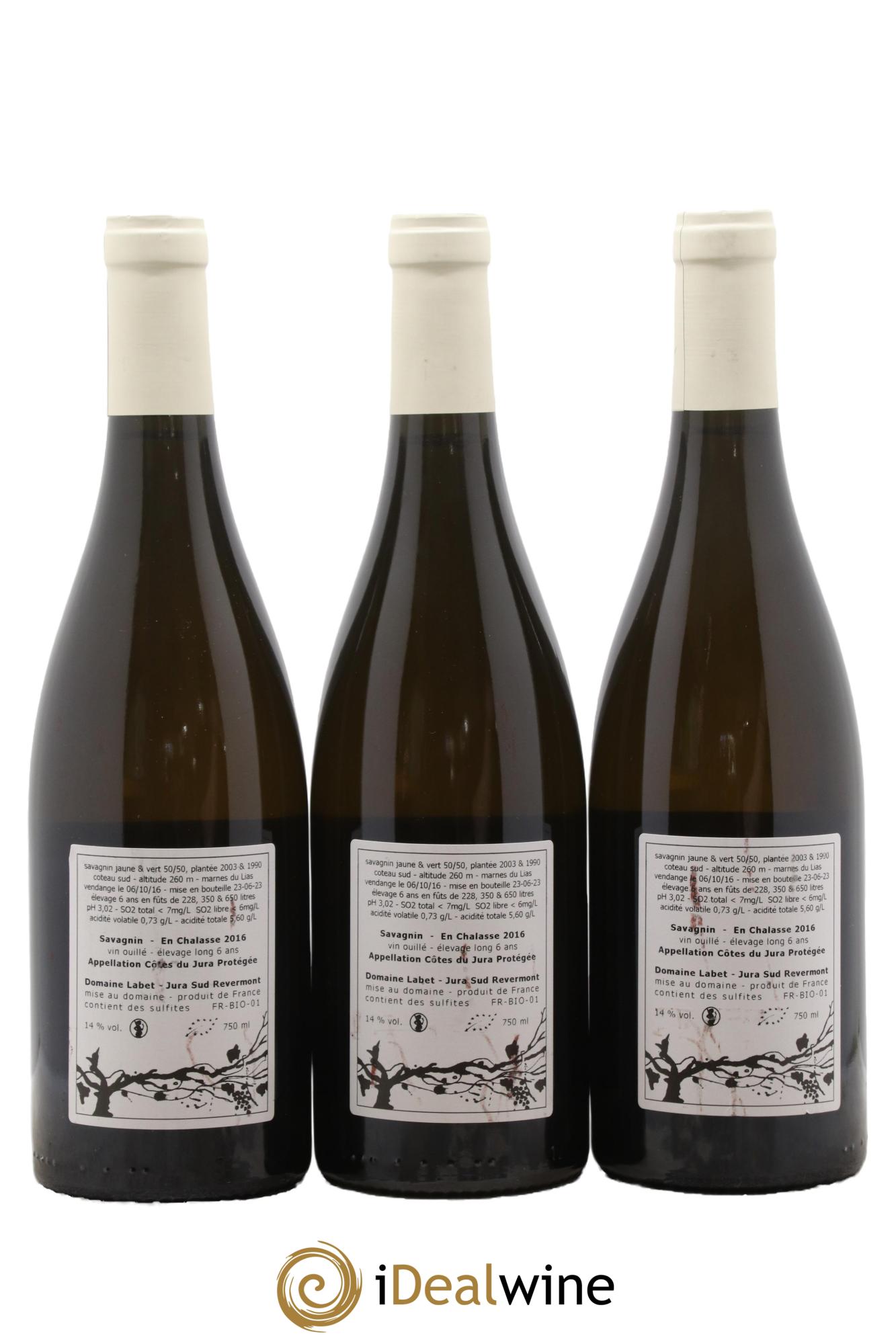 Côtes du Jura Savagnin en Chalasse Elevage Long Romain - Julien - Charline Labet 2016 - Lot de 3 bouteilles - 1