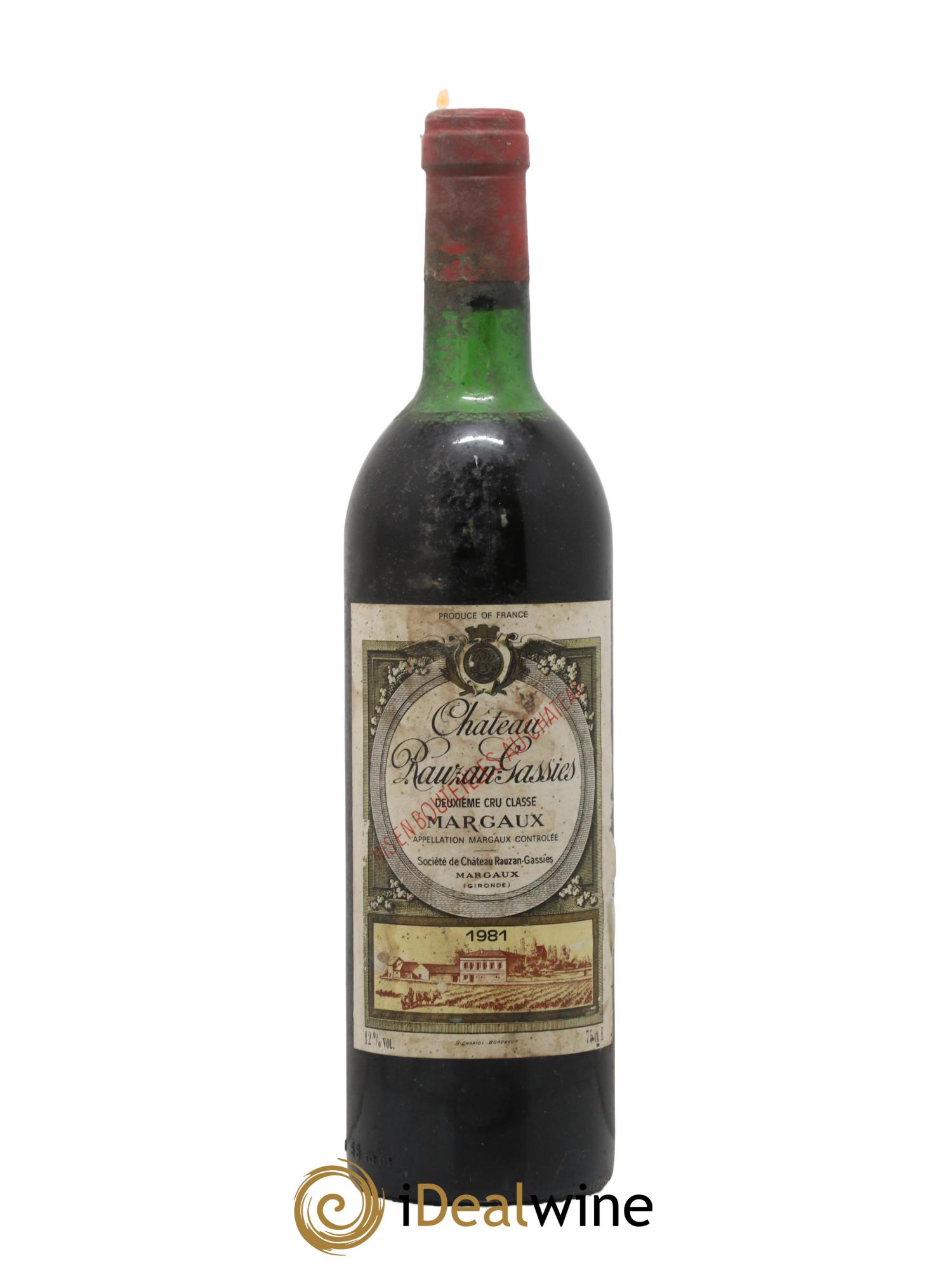 Château Rauzan Ségla Grand Cru Classé 1981 - Lot de 1 bouteille - 0