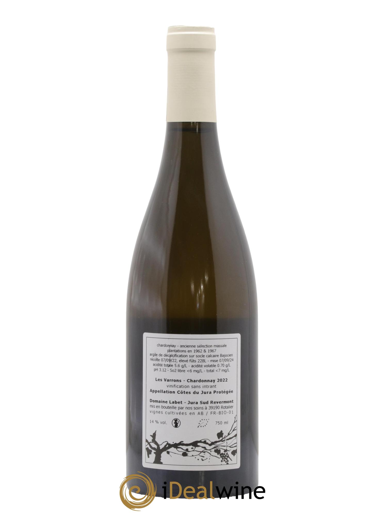Côtes du Jura Chardonnay Les Varrons Romain - Julien - Charline Labet 2022 - Lot de 1 bouteille - 1