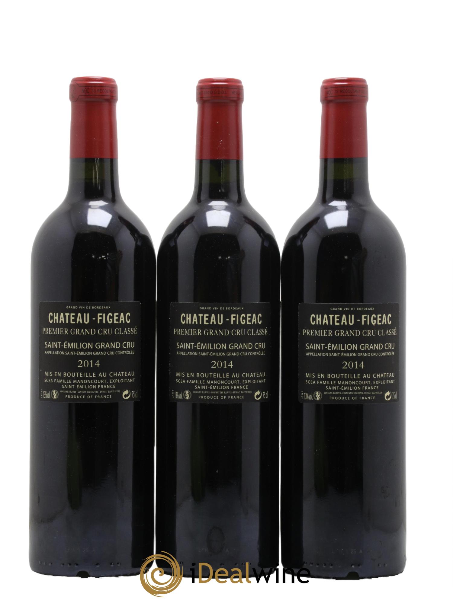 Château Figeac 1er Grand Cru Classé A 2014 - Lotto di 3 bottiglie - 1