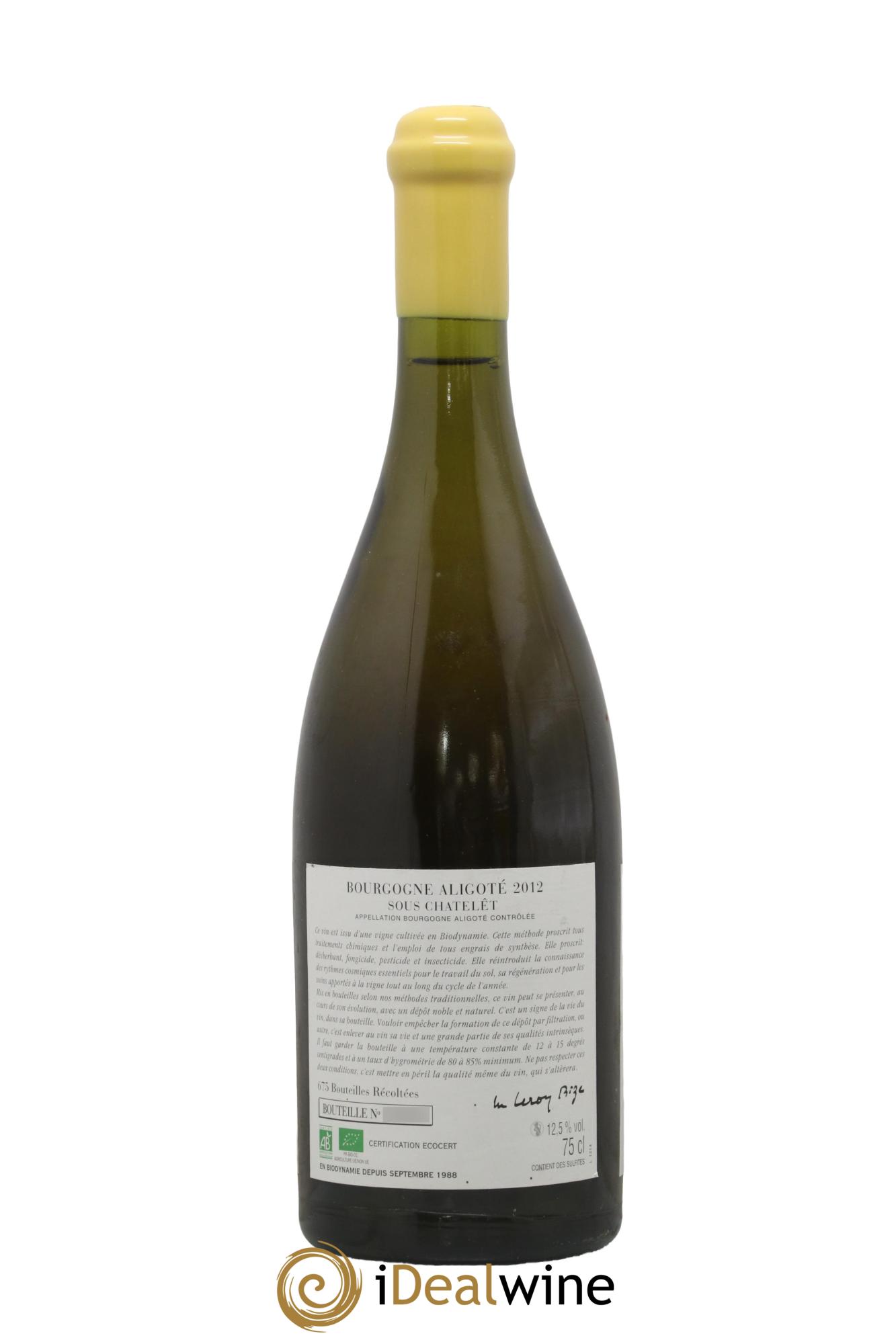 Bourgogne Aligoté Sous Chatelet d'Auvenay (Domaine) 2012 - Lot de 1 bouteille - 1