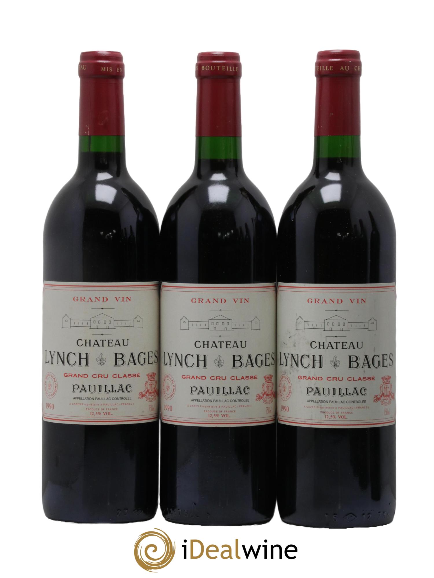 Château Lynch Bages 5ème Grand Cru Classé 1990 - Lot de 3 bouteilles - 0