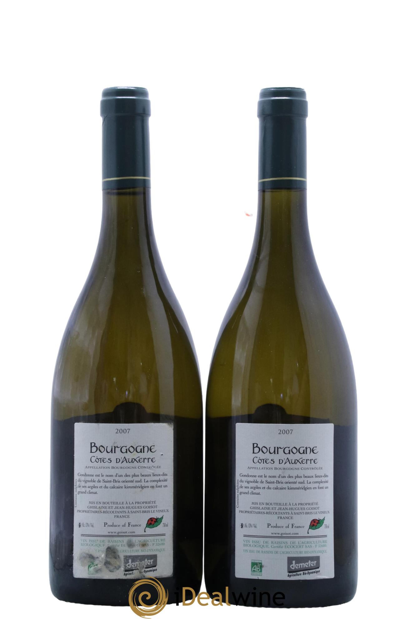 Bourgogne Côtes d'Auxerre Gondonne Goisot 2007 - Posten von 2 Flaschen - 1
