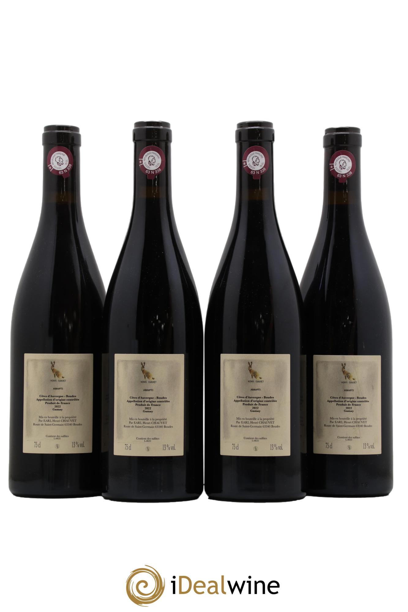 Côtes d'Auvergne AOP Abrupts Henri Chauvet 2022 - Lot de 4 bouteilles - 1
