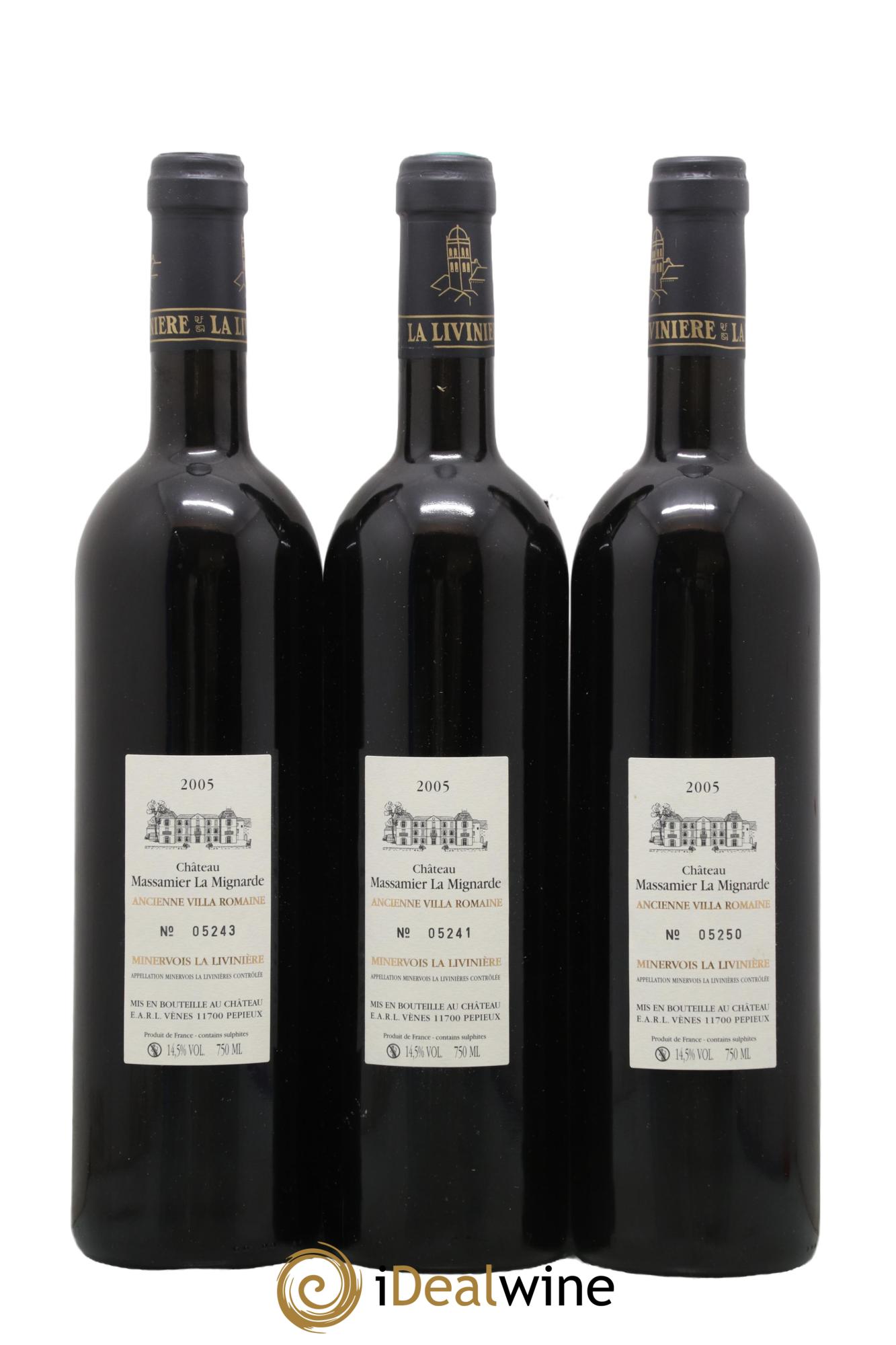 Minervois La Livinière Domus Maximus Domaine Massamier La Mignarde 2005 - Lot de 3 bouteilles - 1
