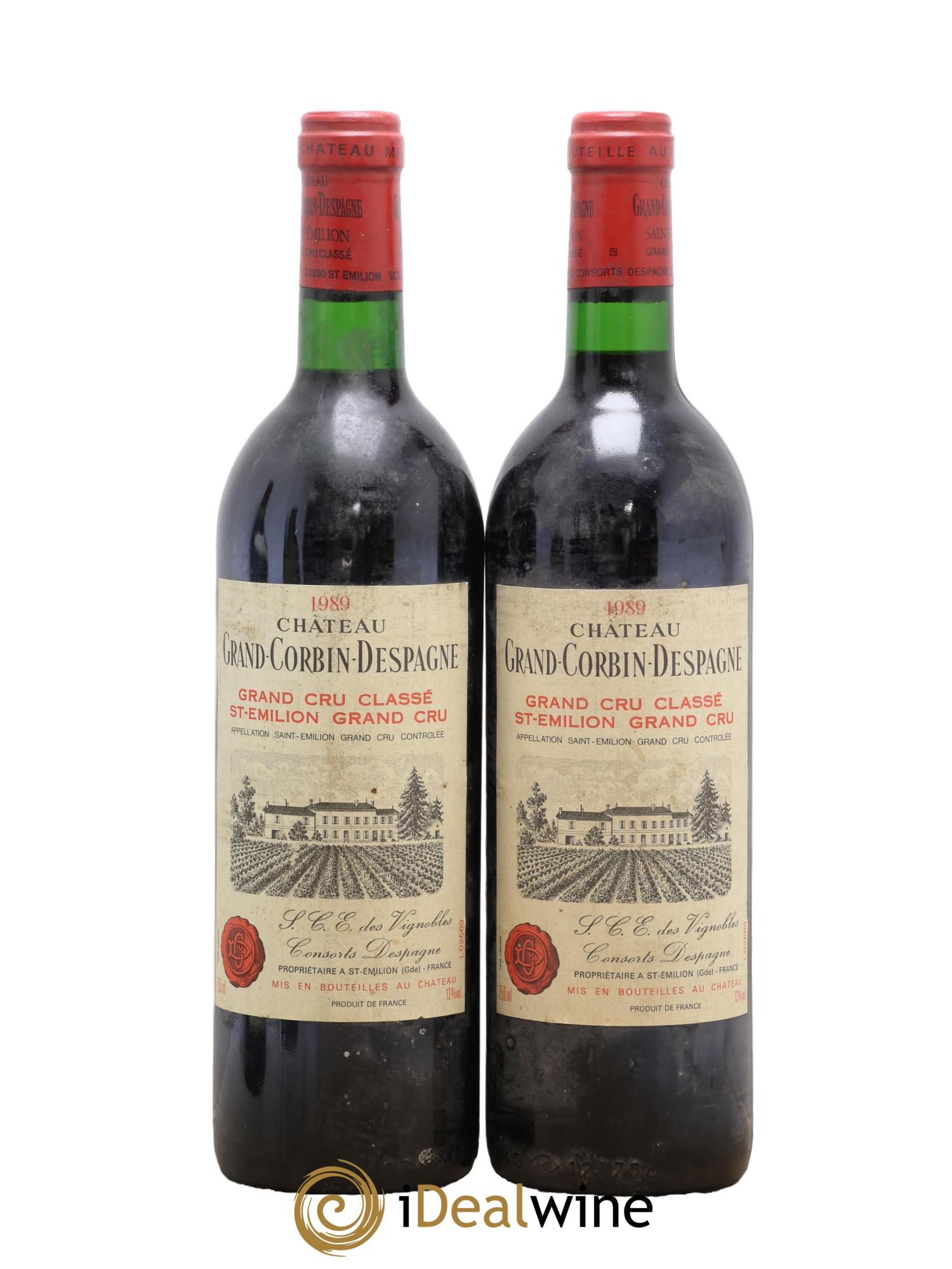 Château Grand Corbin Grand Cru Classé 1989 - Posten von 2 Flaschen - 0