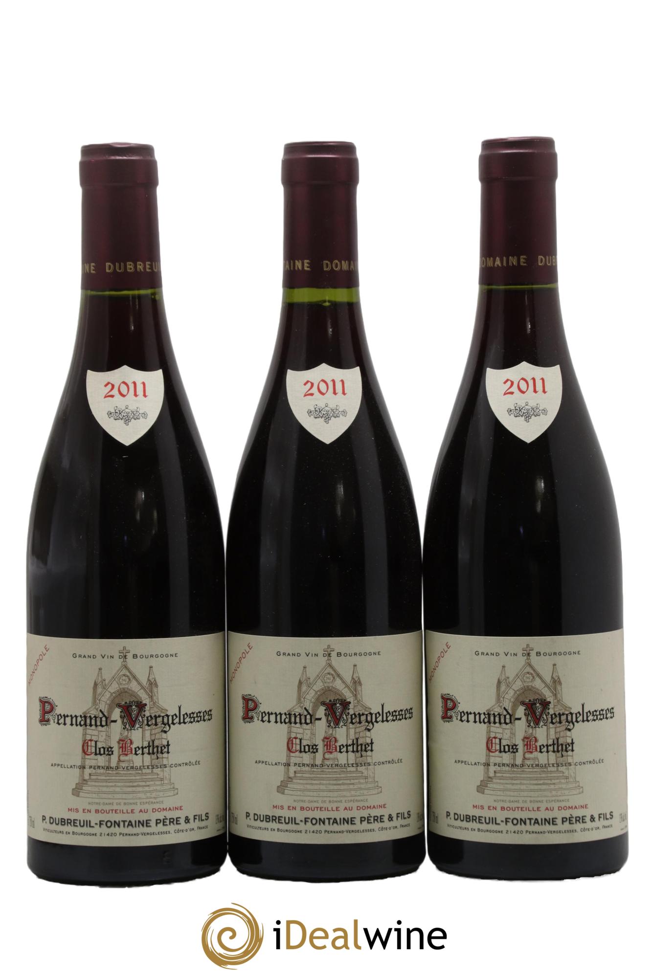 Pernand-Vergelesses Clos Berthet Monopole Domaine Dubreuil Fontaine 2011 - Lot de 3 bouteilles - 0