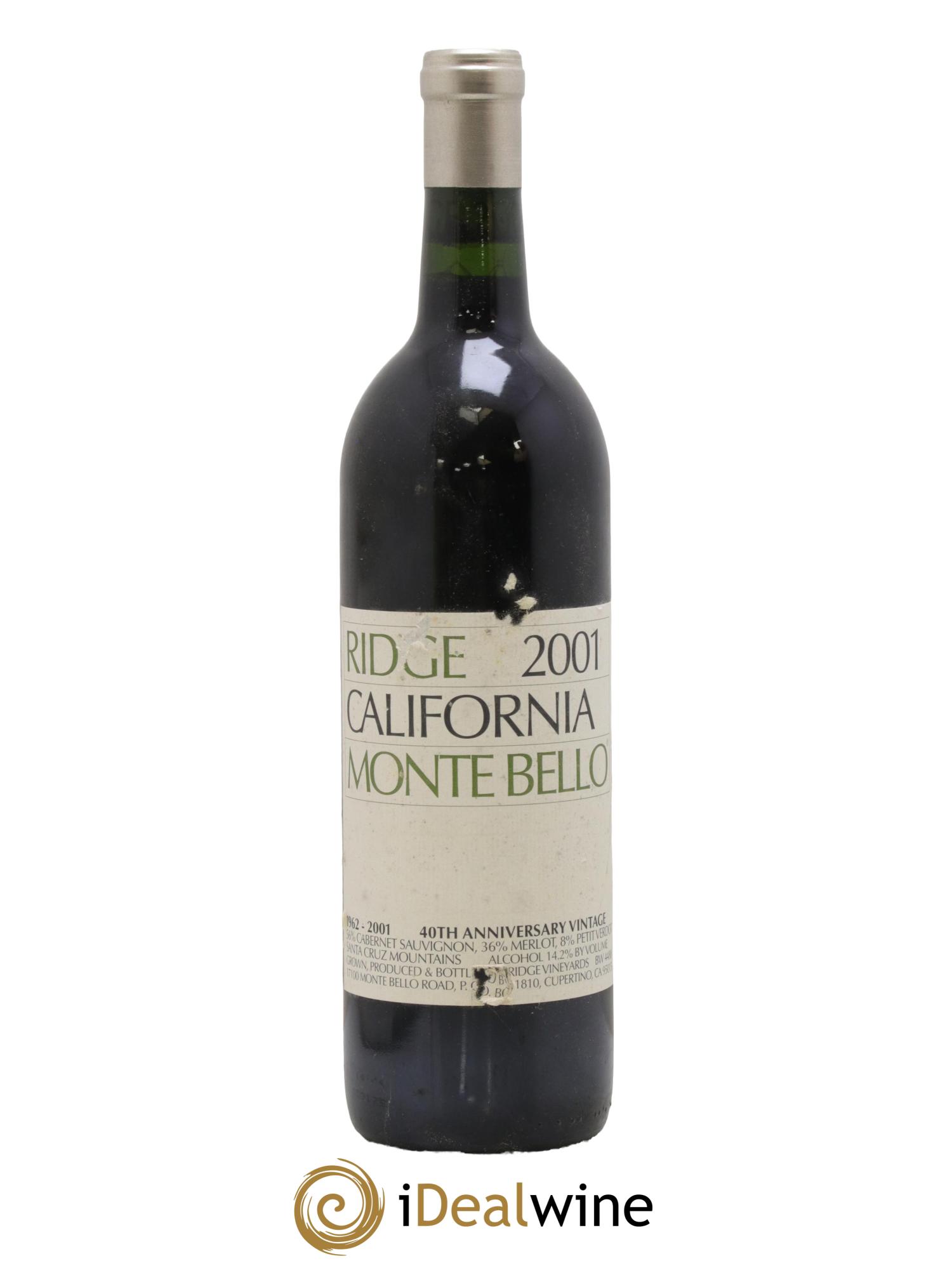 Santa Cruz Mountains Monte Bello Ridge Vineyards 2001 - Posten von 1 Flasche - 0