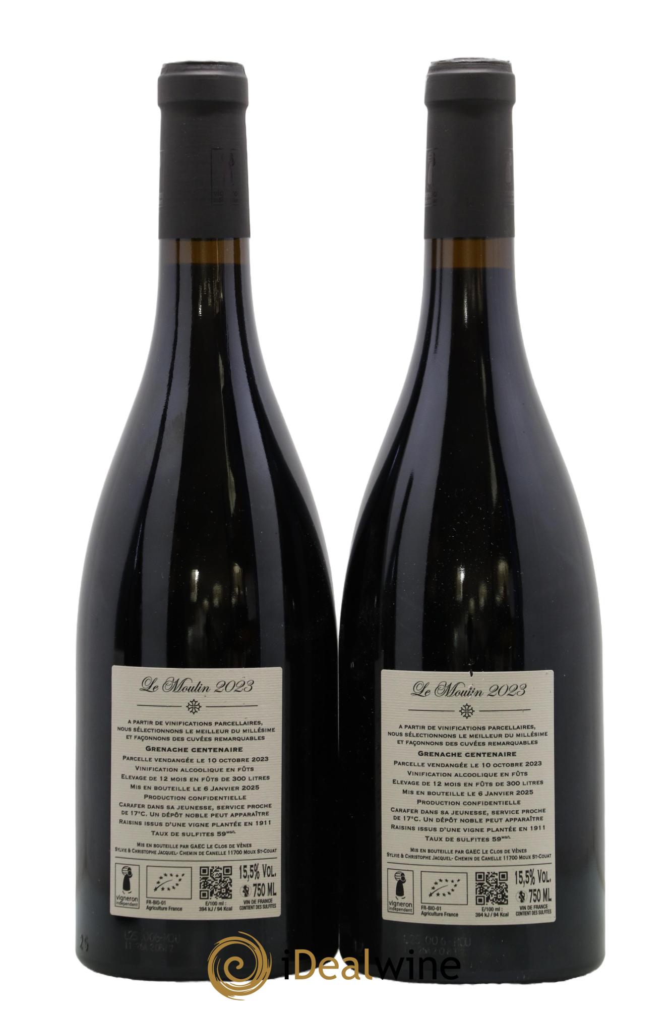 Vin de France Le Moulin Domaine Clos de Vènes 2023 - Lot de 2 bouteilles - 1