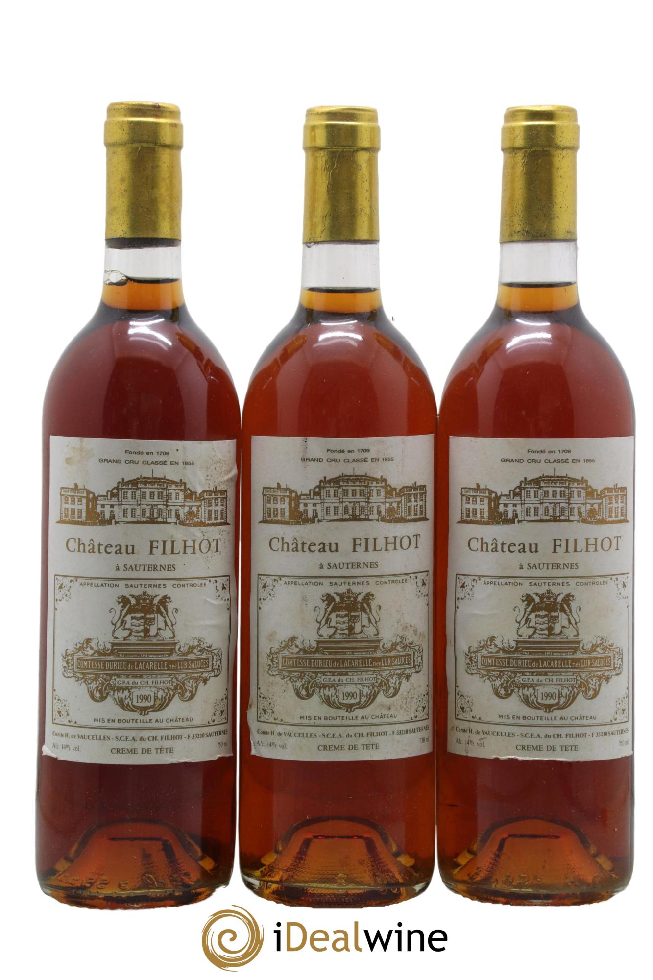 Château Filhot - Crème de Tête 2ème Grand Cru Classé 1990 - Lotto di 12 bottiglie - 3