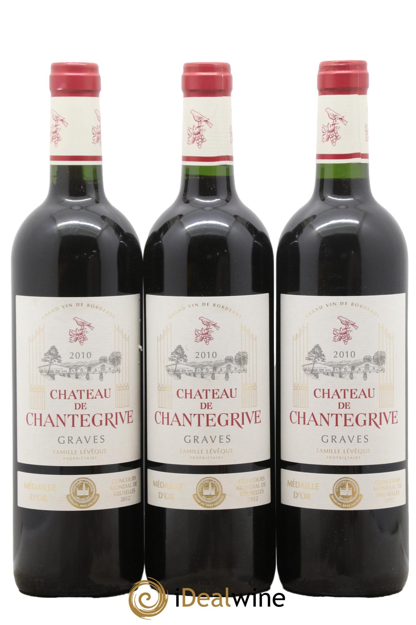 Château de Chantegrive 2010 - Lot of 3 bottles - 0