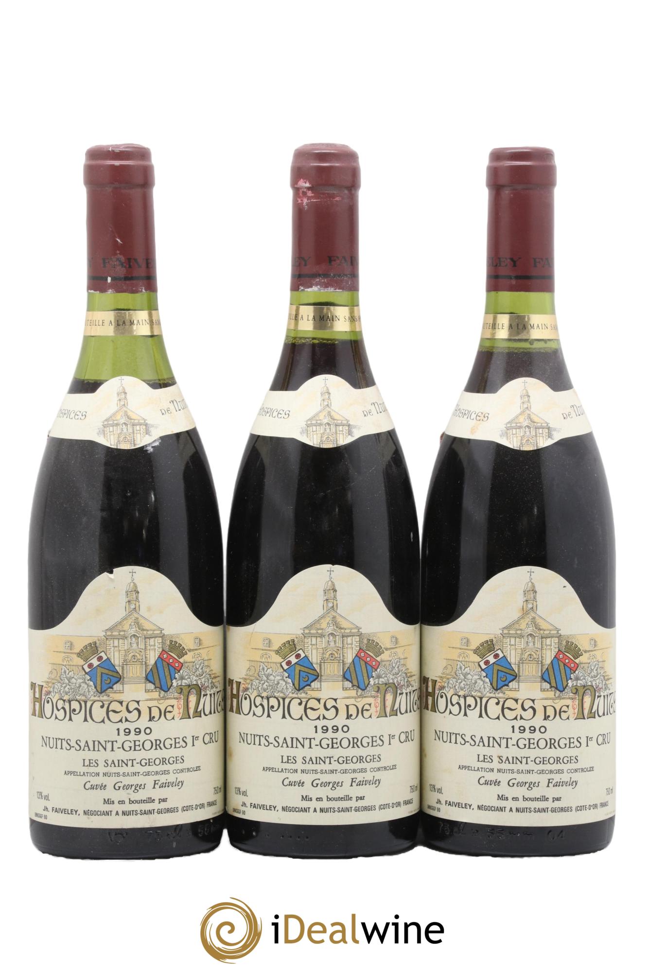 Nuits-Saint-Georges 1er Cru Les Saint-Georges cuvée Georges Faiveley Hospices de Nuits 1990 - Lot de 3 bouteilles - 0