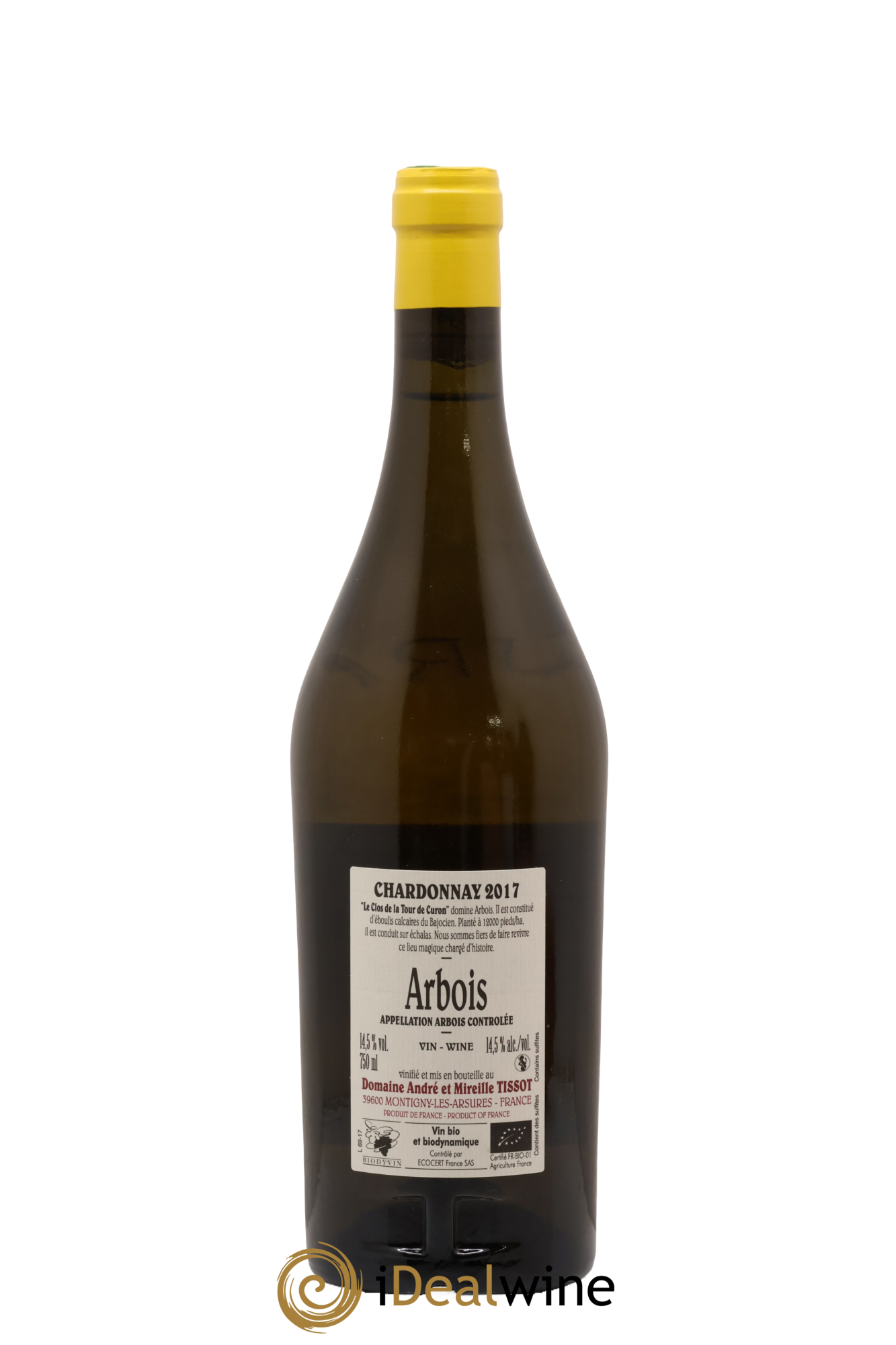 Arbois Chardonnay Le Clos de la Tour de Curon Bénédicte et Stéphane Tissot 2017 - Lote de 1 botella - 1