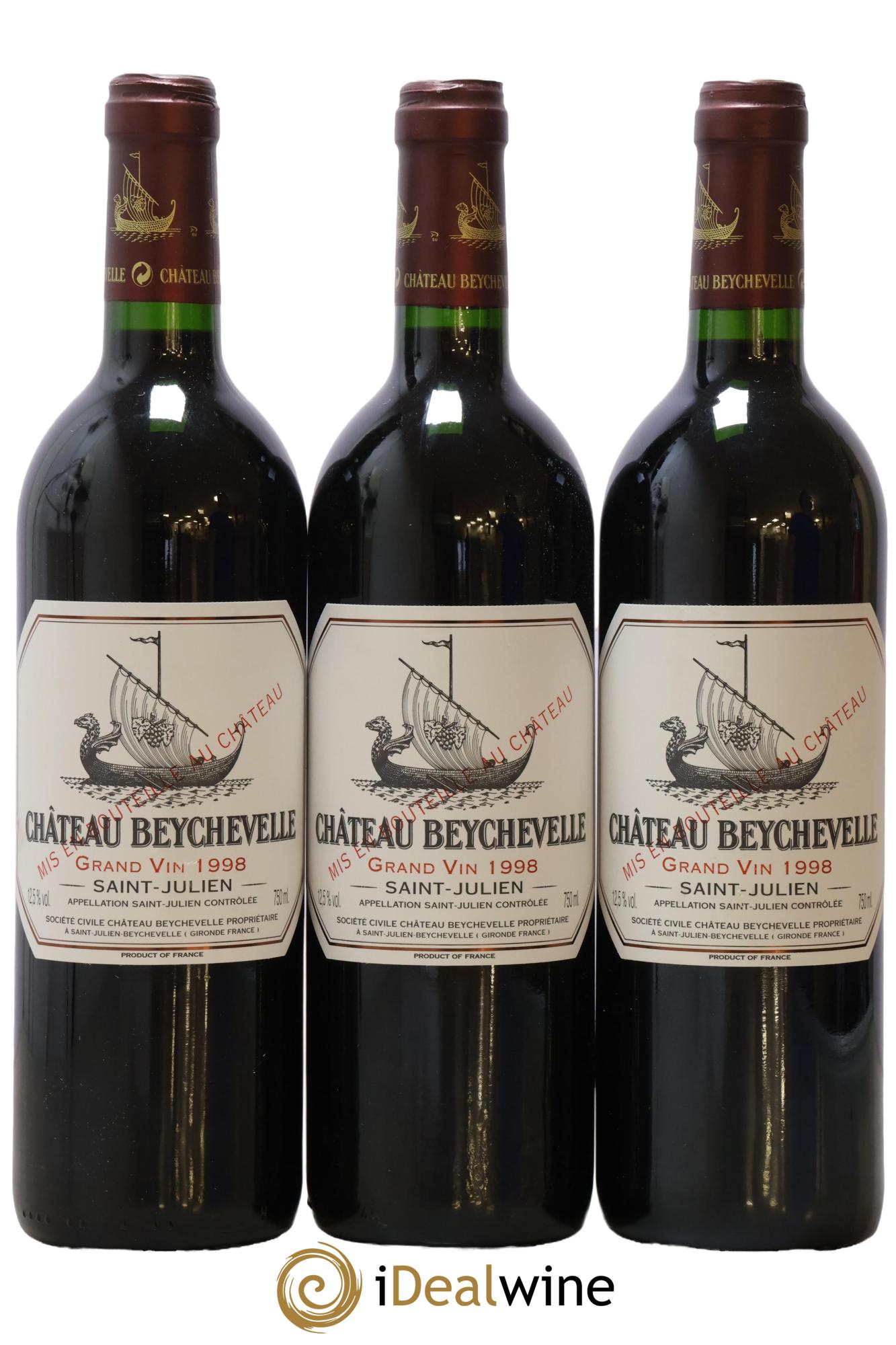 Château Beychevelle 4ème Grand Cru Classé 1998 - Lot de 3 bouteilles - 0