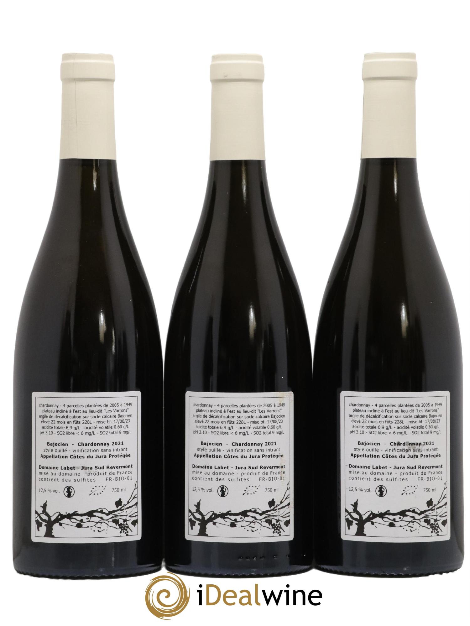 Côtes du Jura Chardonnay Bajocien Romain - Julien - Charline Labet 2021 - Lot de 3 bouteilles - 1