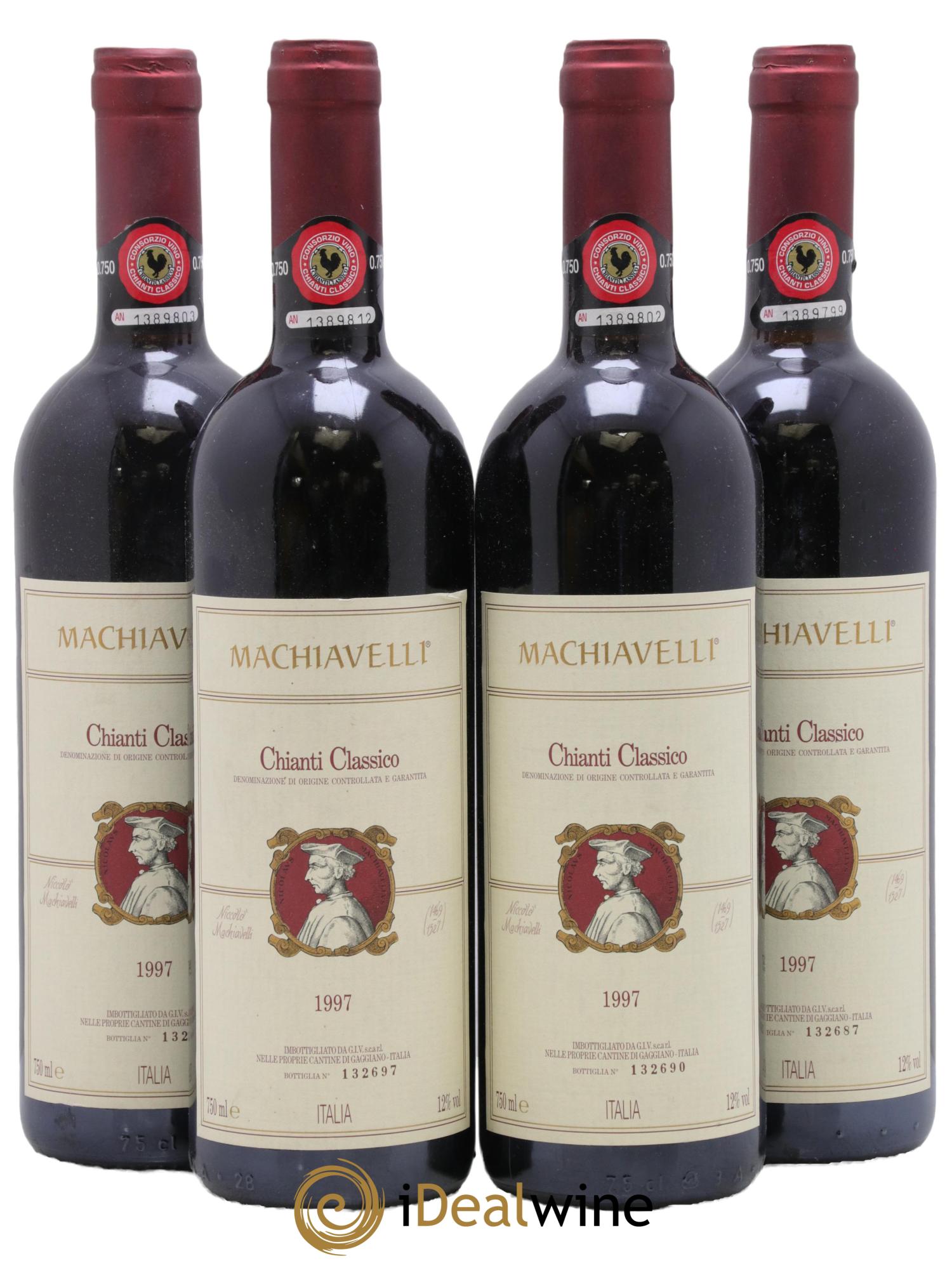 Chianti Classico DOCG Machiavelli 1997 - Lot de 4 bouteilles - 0