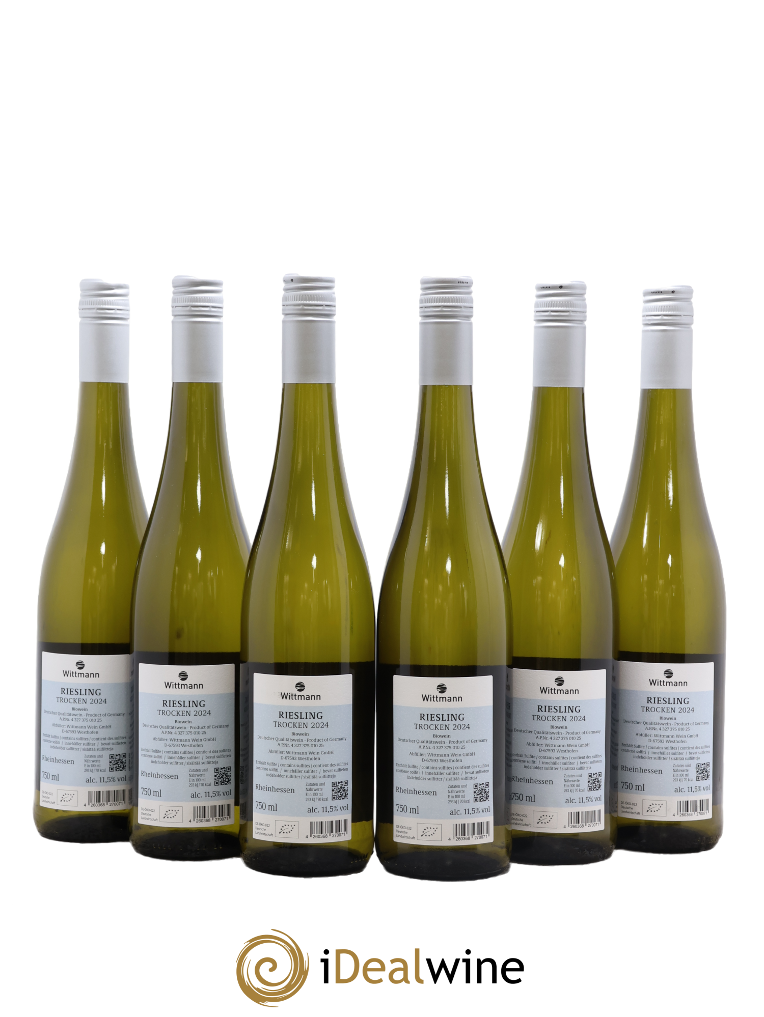 Allemagne Rheinhessen 100 Hugel Riesling Trocken Wittmann 2023 - Lot of 6 bottles - 1