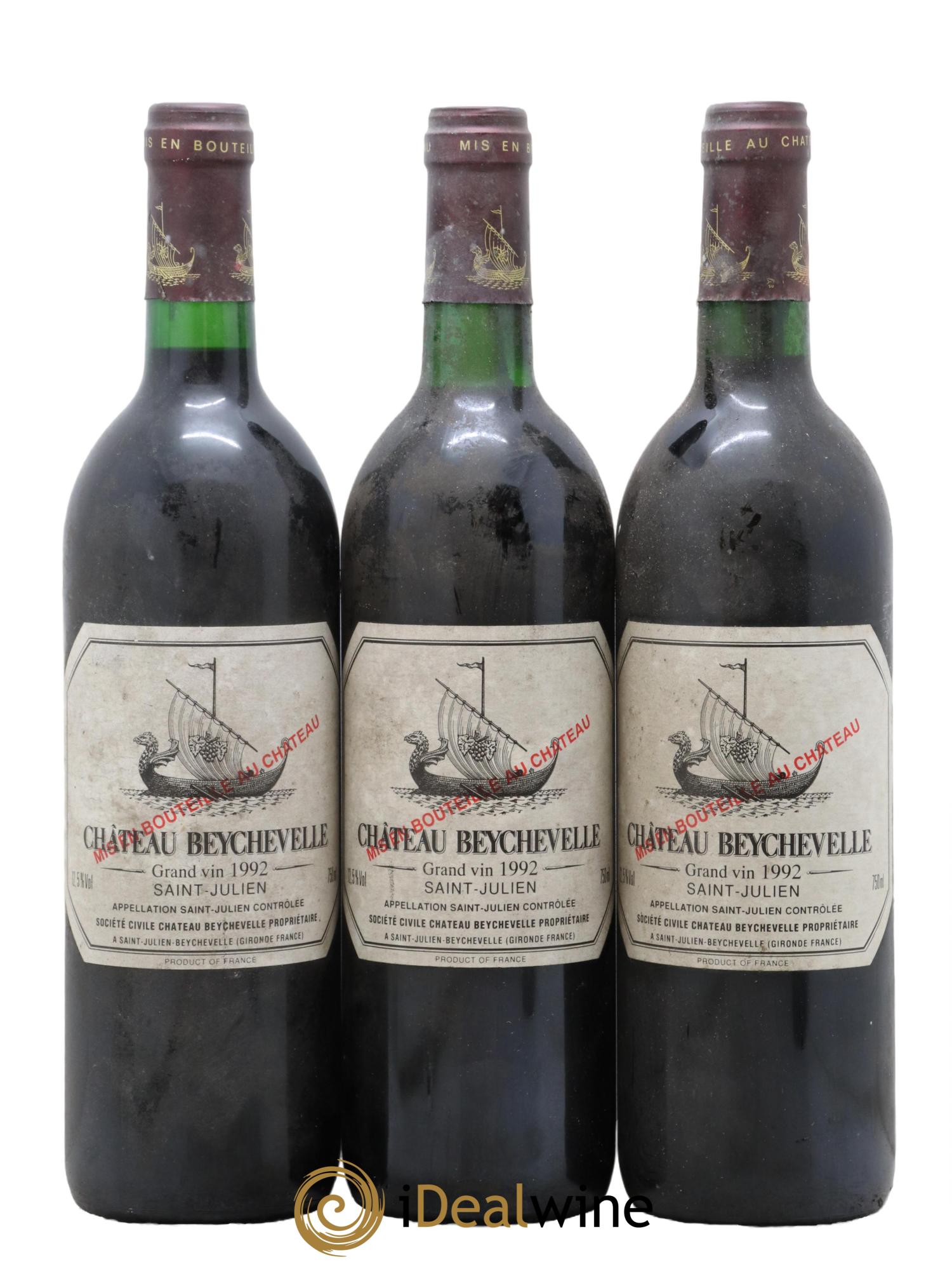 Château Beychevelle 4ème Grand Cru Classé 1992 - Lot de 3 bouteilles - 0