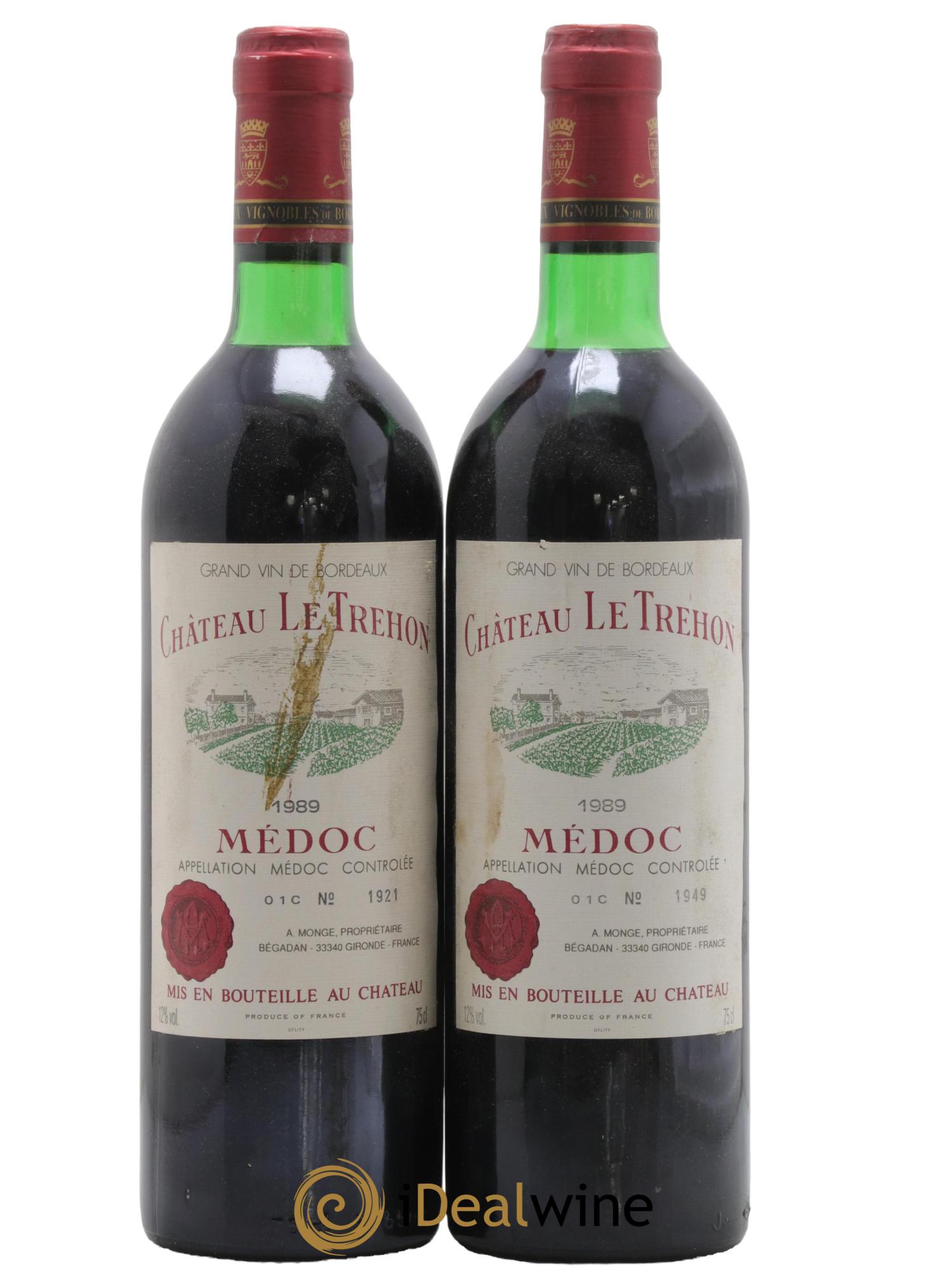 Médoc Château le Tréhon 1989 - Lot of 2 bottles - 0