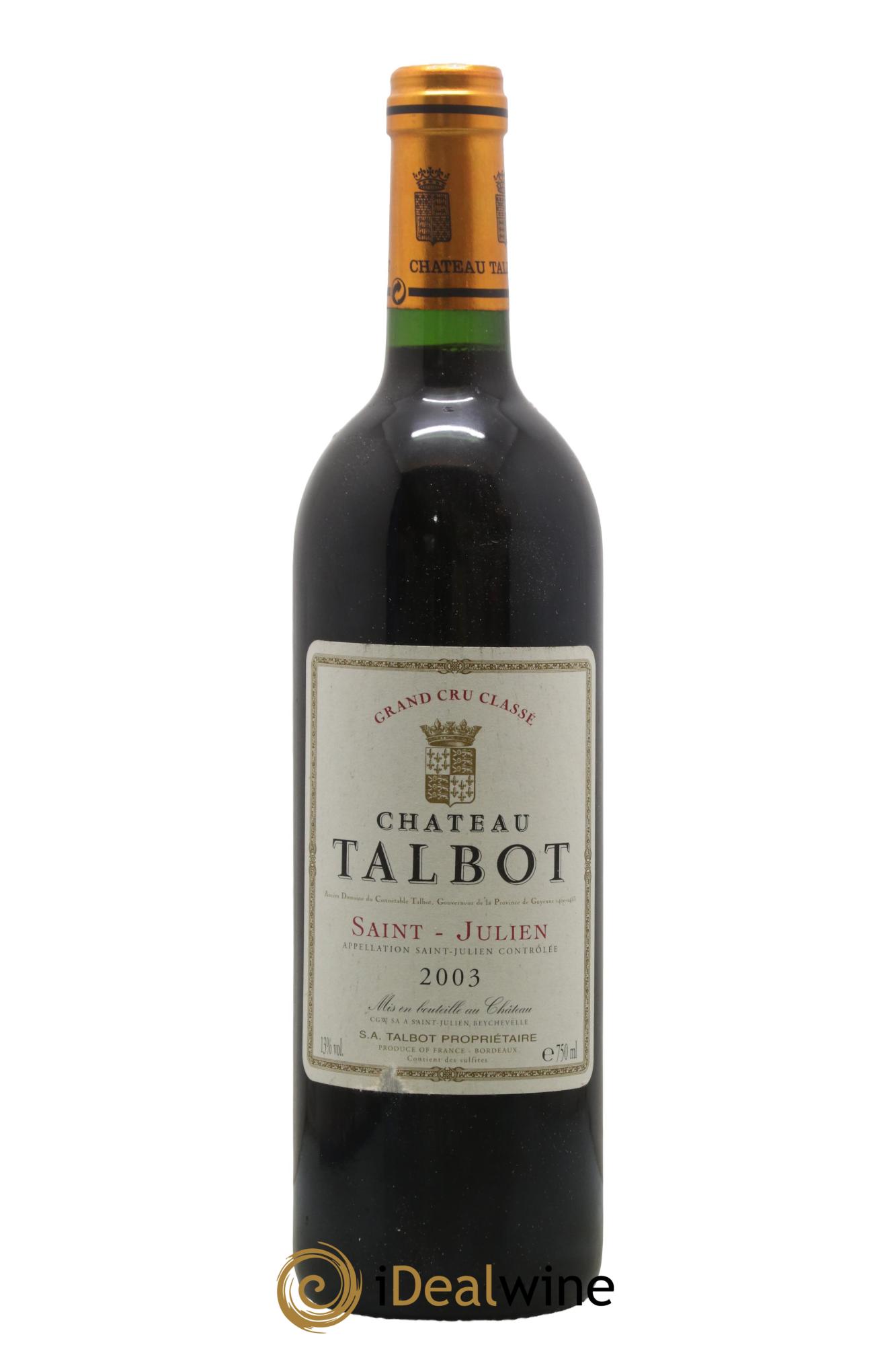 Château Talbot 4ème Grand Cru Classé 2003 - Lotto di 1 bottiglia - 0