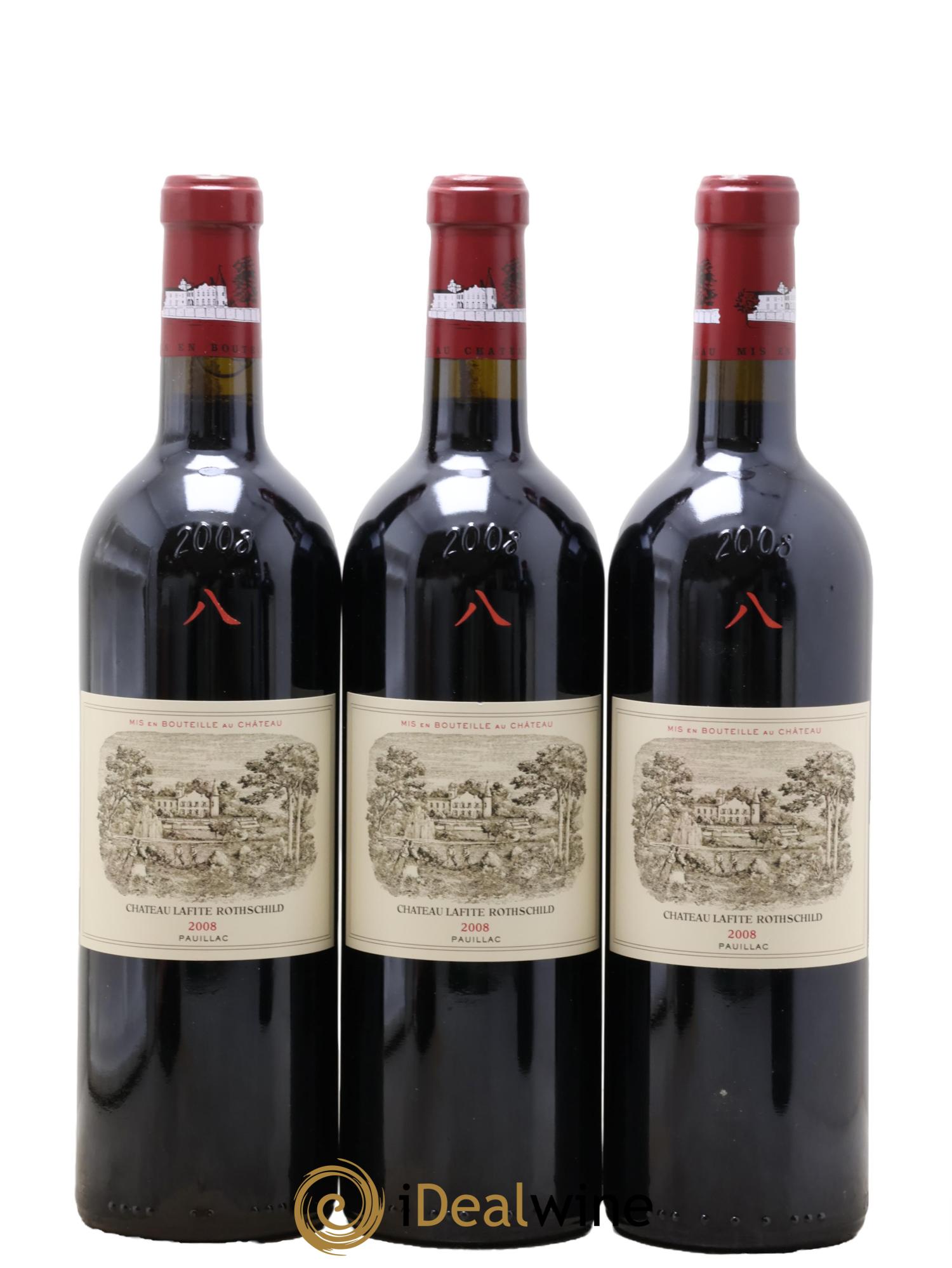 Château Lafite Rothschild 1er Grand Cru Classé 2008 - Lot de 3 bouteilles - 0