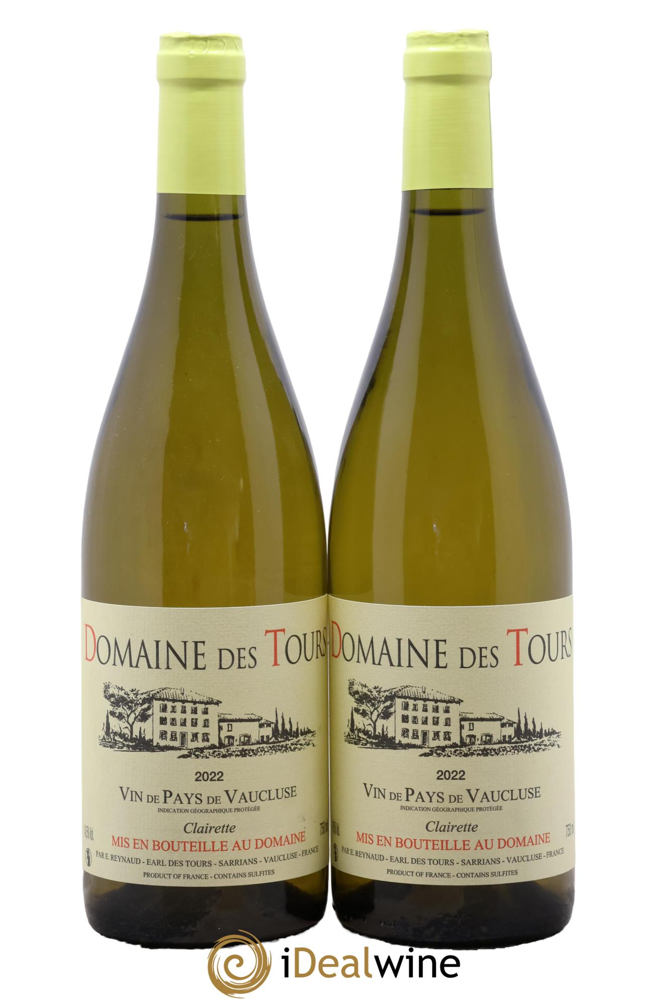 Vaucluse (Vin de Pays de Vaucluse) Domaine des Tours Clairette Emmanuel Reynaud 2022 - Lot of 2 bottles - 0