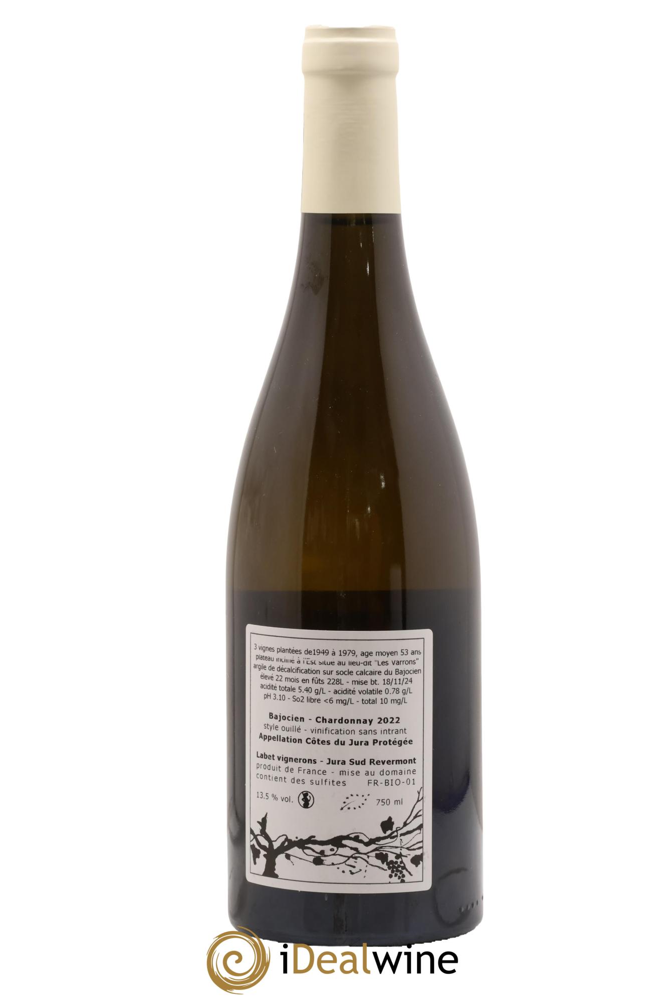 Côtes du Jura Chardonnay Bajocien Romain - Julien  - Charline Labet 2022 - Lot de 1 bouteille - 1