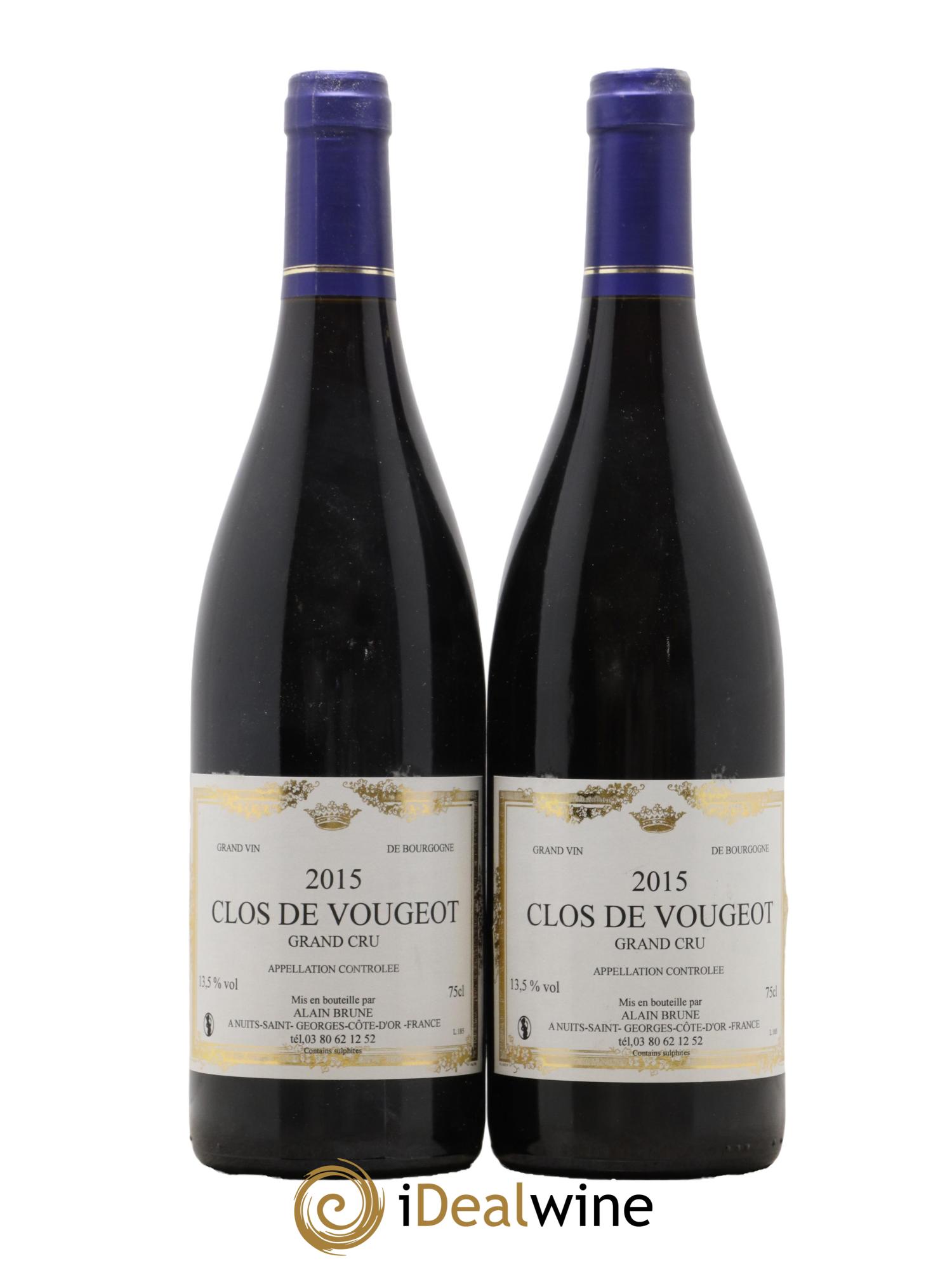 Clos de Vougeot Grand Cru Domaine Alain Brune 2015 - Lot de 2 bouteilles - 0