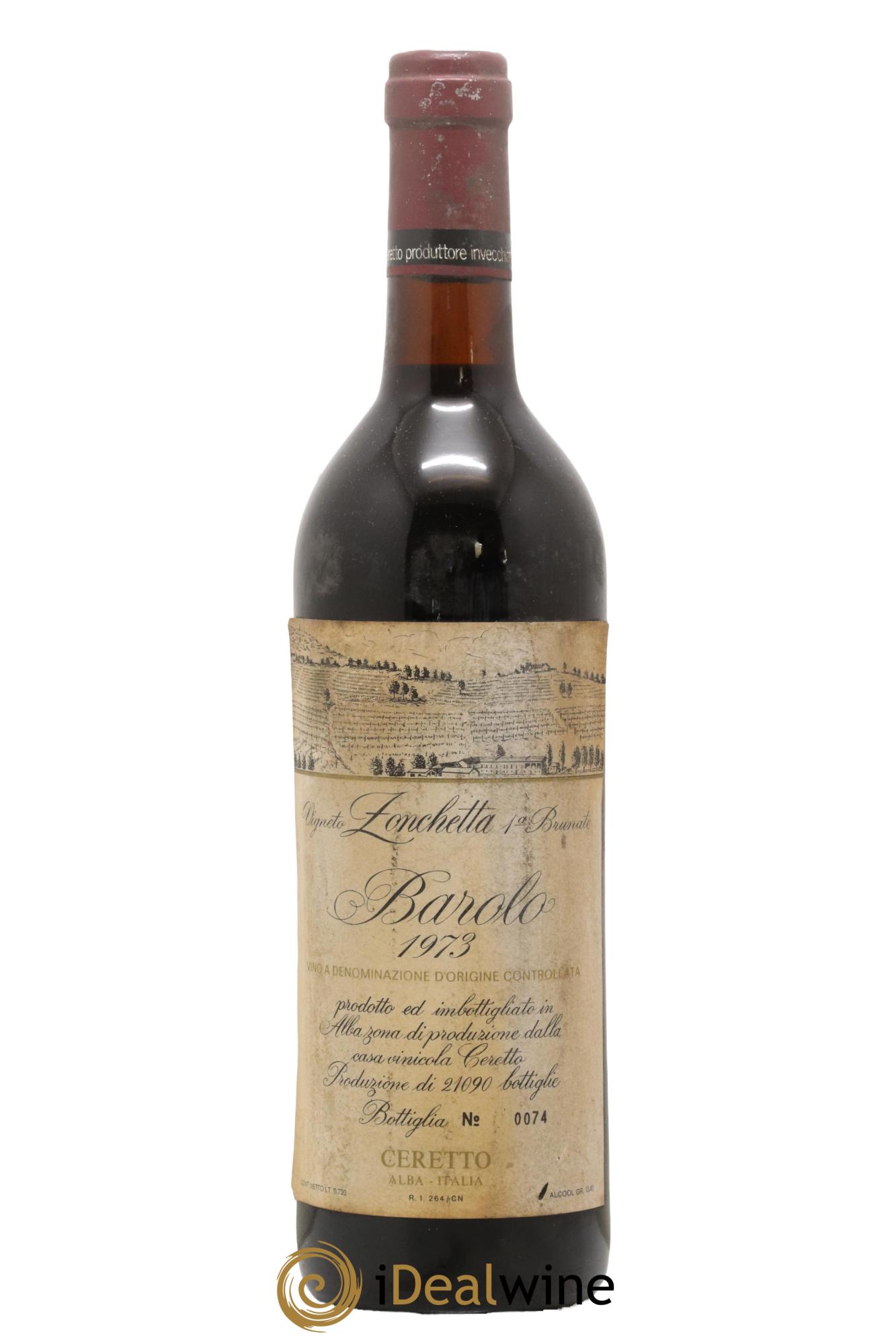 Barolo Brunate Zonchetta Ceretto 1973 - Lot de 1 bouteille - 0