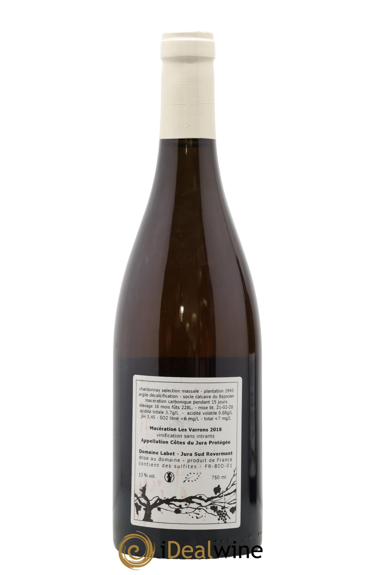 Côtes du Jura Chardonnay Les Varrons Macération Romain - Julien  - Charline Labet 2018 - Lotto di 1 bottiglia - 1